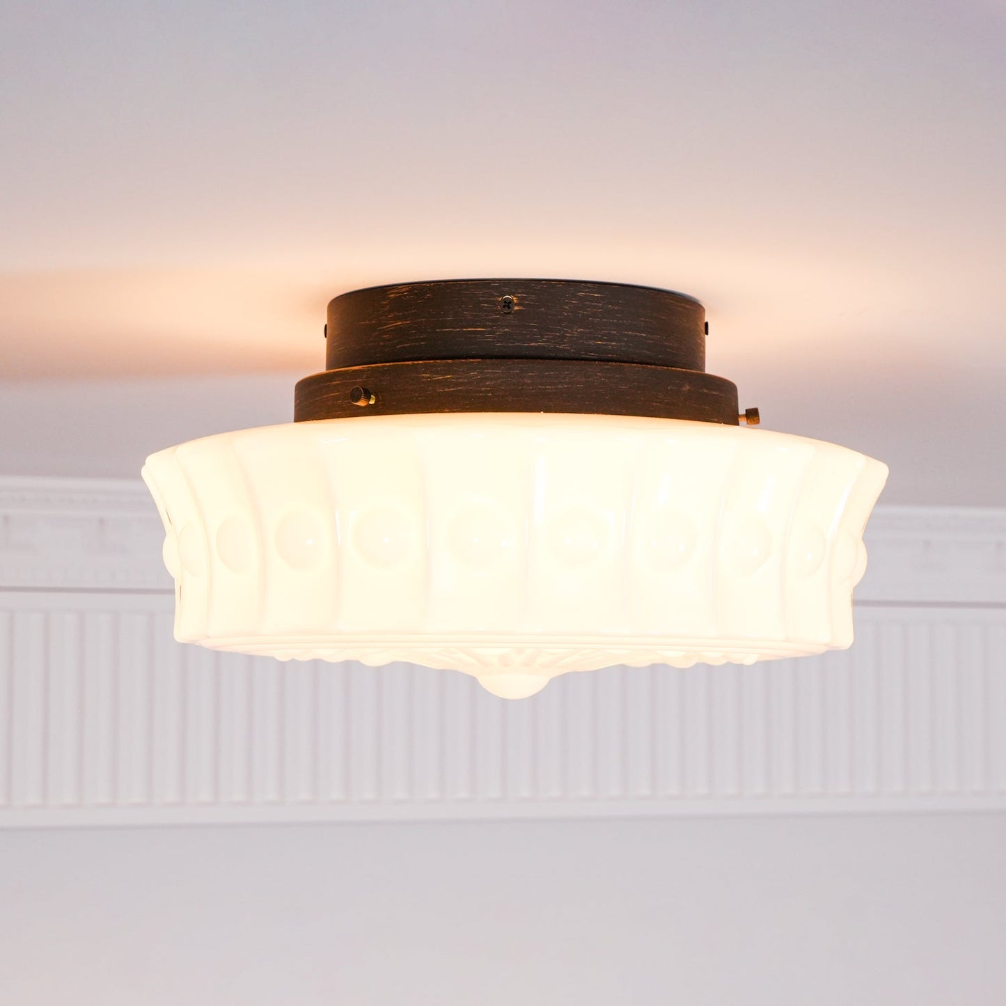 Solvendi | Minimalistische Geometrische Glazen Kom Semi Opbouw Plafondlamp