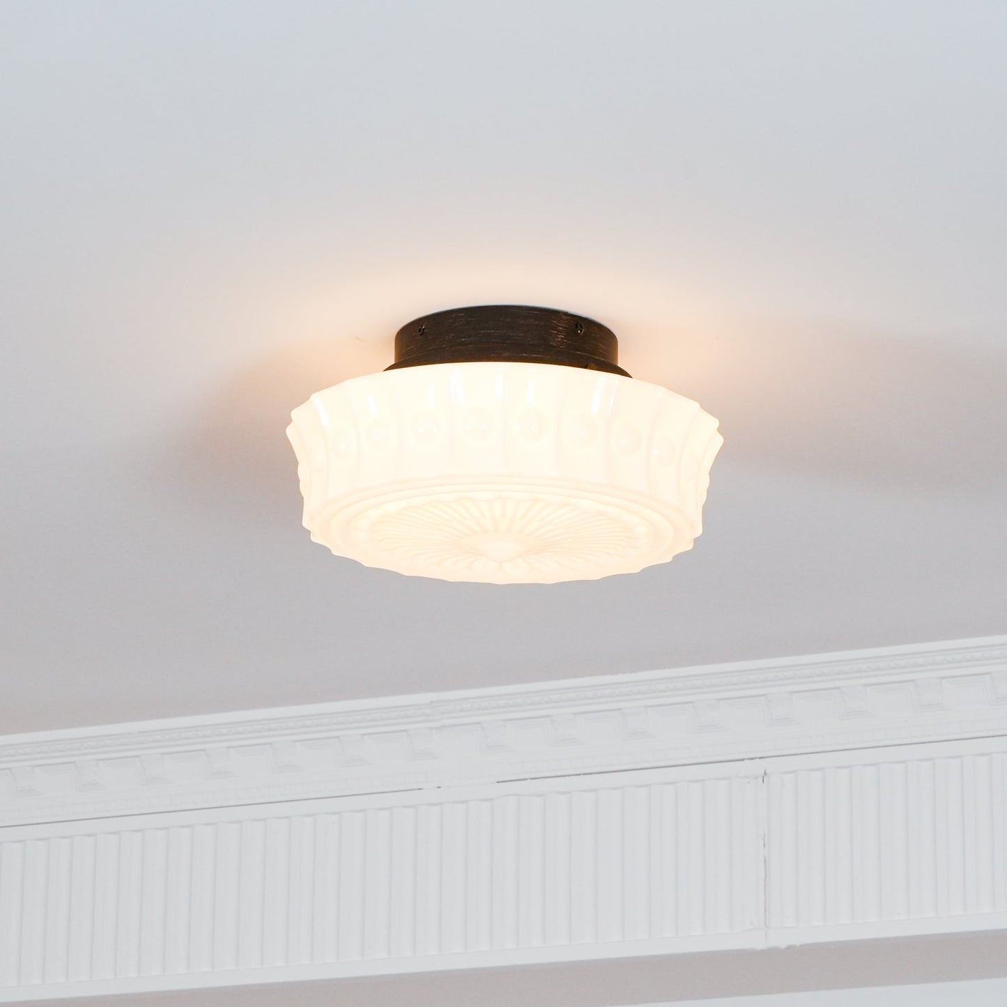 Solvendi | Minimalistische Geometrische Glazen Kom Semi Opbouw Plafondlamp