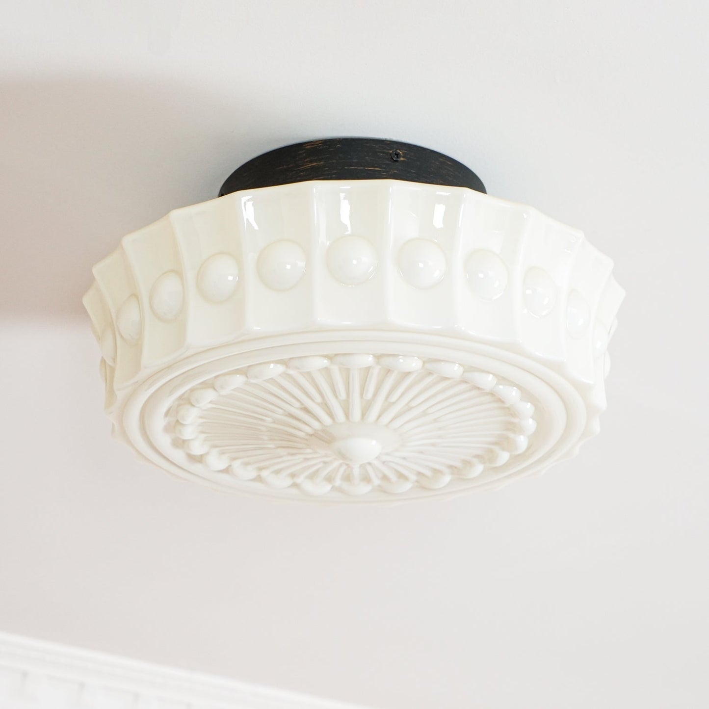 Solvendi | Minimalistische Geometrische Glazen Kom Semi Opbouw Plafondlamp