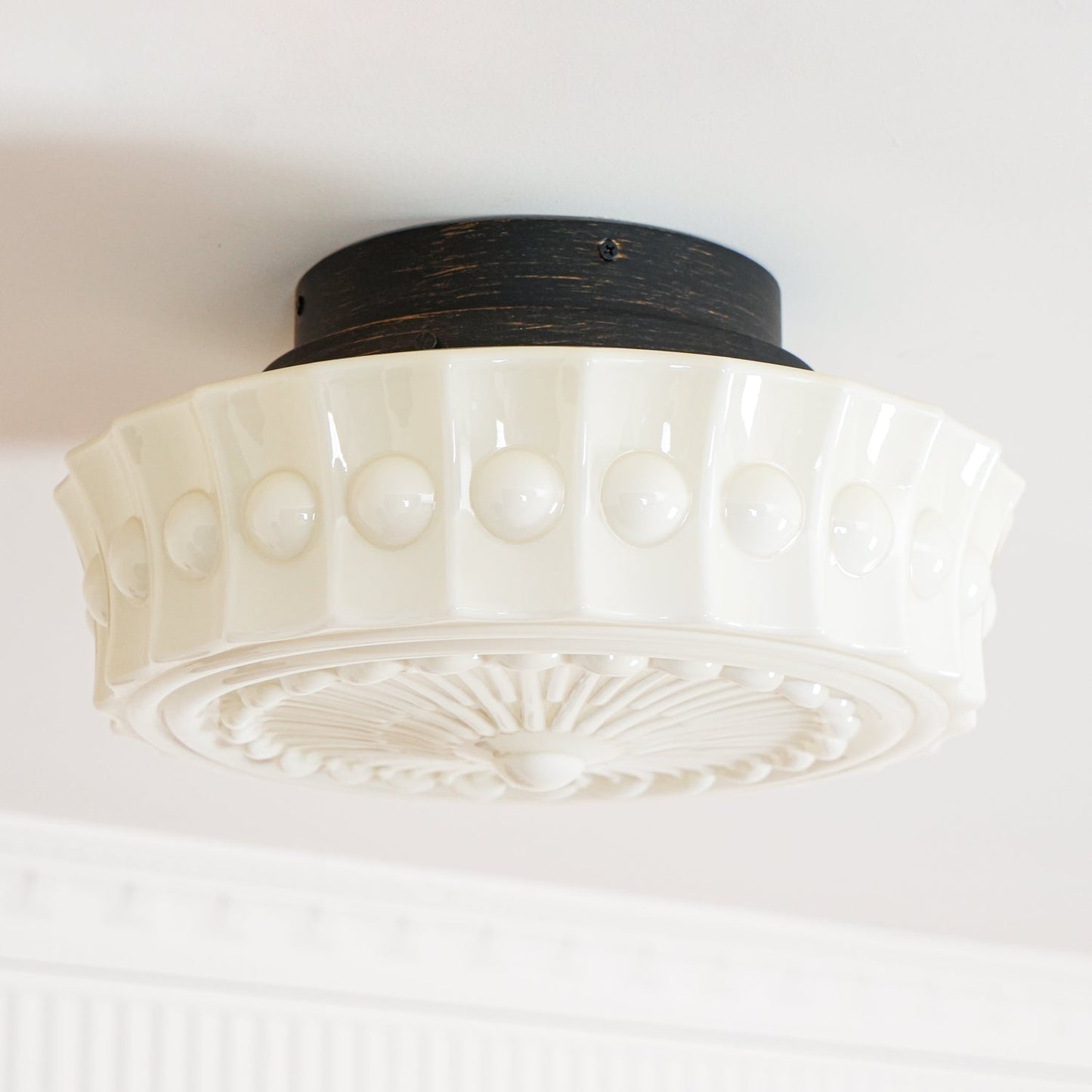 Solvendi | Minimalistische Geometrische Glazen Kom Semi Opbouw Plafondlamp