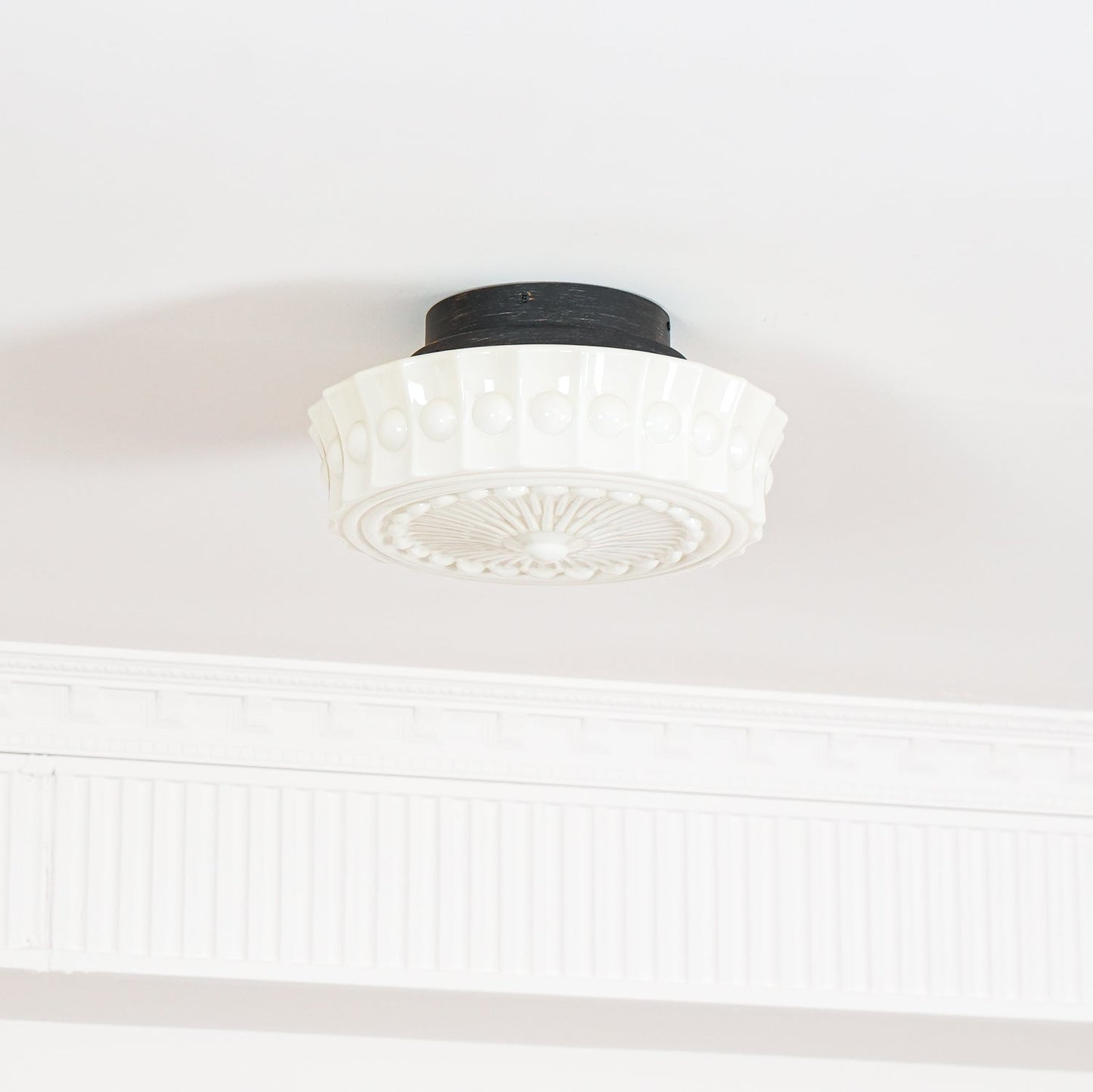 Solvendi | Minimalistische Geometrische Glazen Kom Semi Opbouw Plafondlamp
