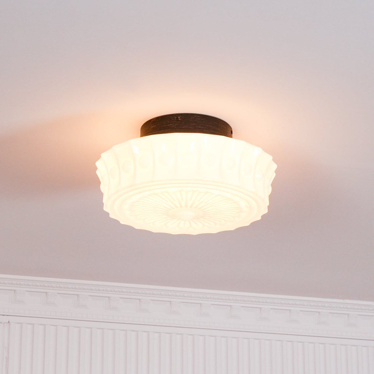 Solvendi | Minimalistische Geometrische Glazen Kom Semi Opbouw Plafondlamp