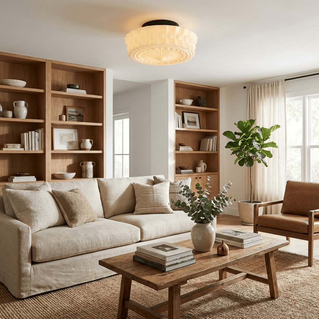 Solvendi | Minimalistische Geometrische Glazen Kom Semi Opbouw Plafondlamp