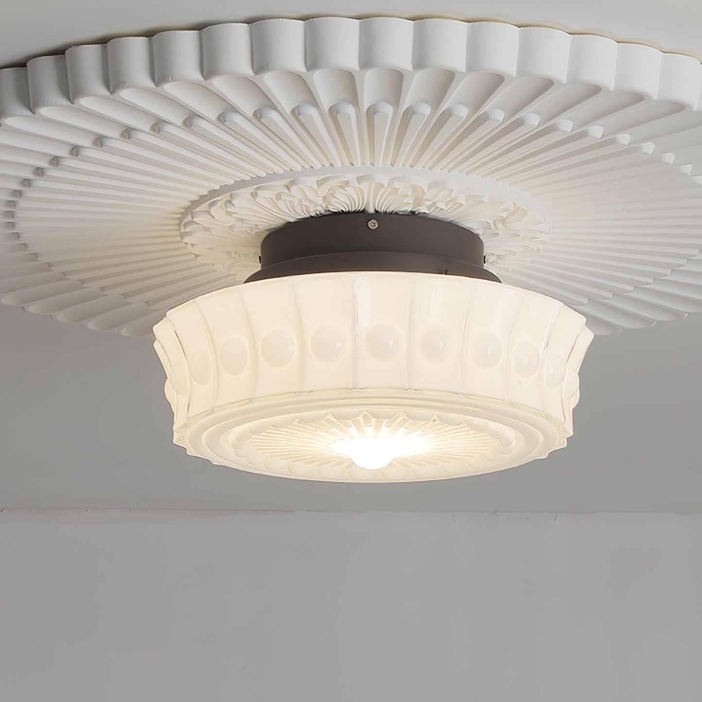 Solvendi | Minimalistische Geometrische Glazen Kom Semi Opbouw Plafondlamp