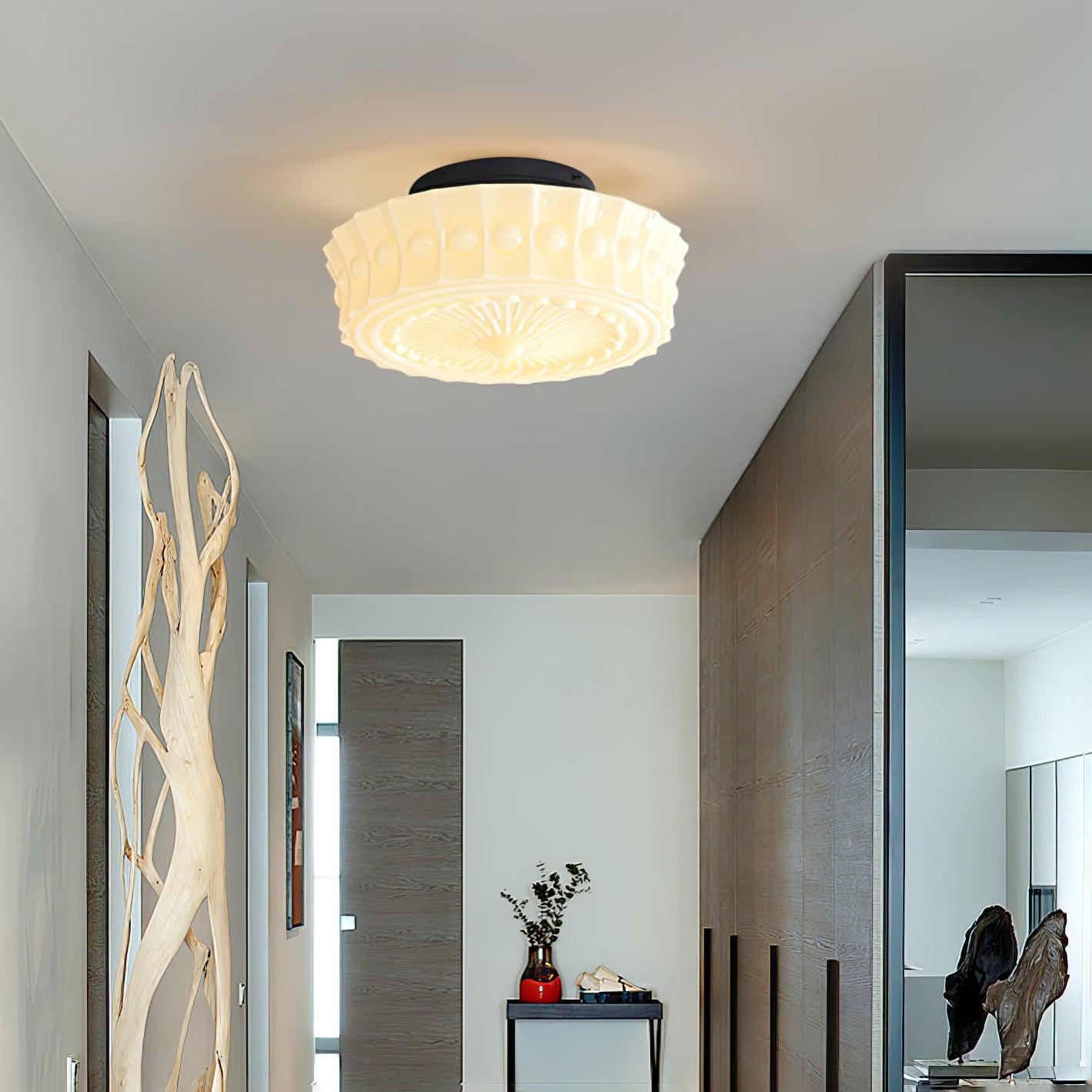 Solvendi | Minimalistische Geometrische Glazen Kom Semi Opbouw Plafondlamp