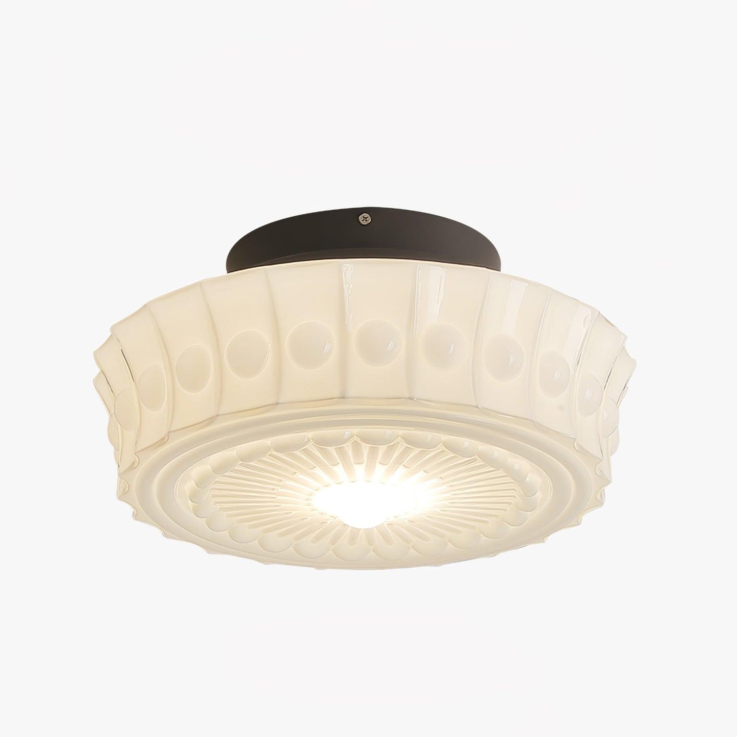 Solvendi | Minimalistische Geometrische Glazen Kom Semi Opbouw Plafondlamp