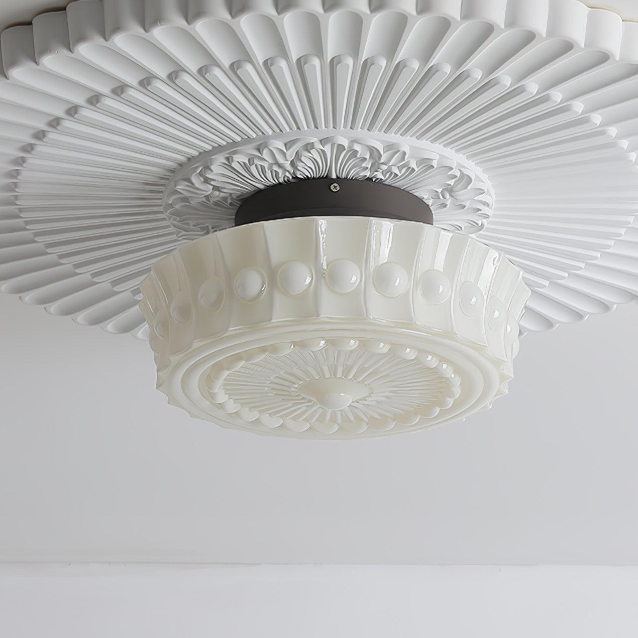Solvendi | Minimalistische Geometrische Glazen Kom Semi Opbouw Plafondlamp