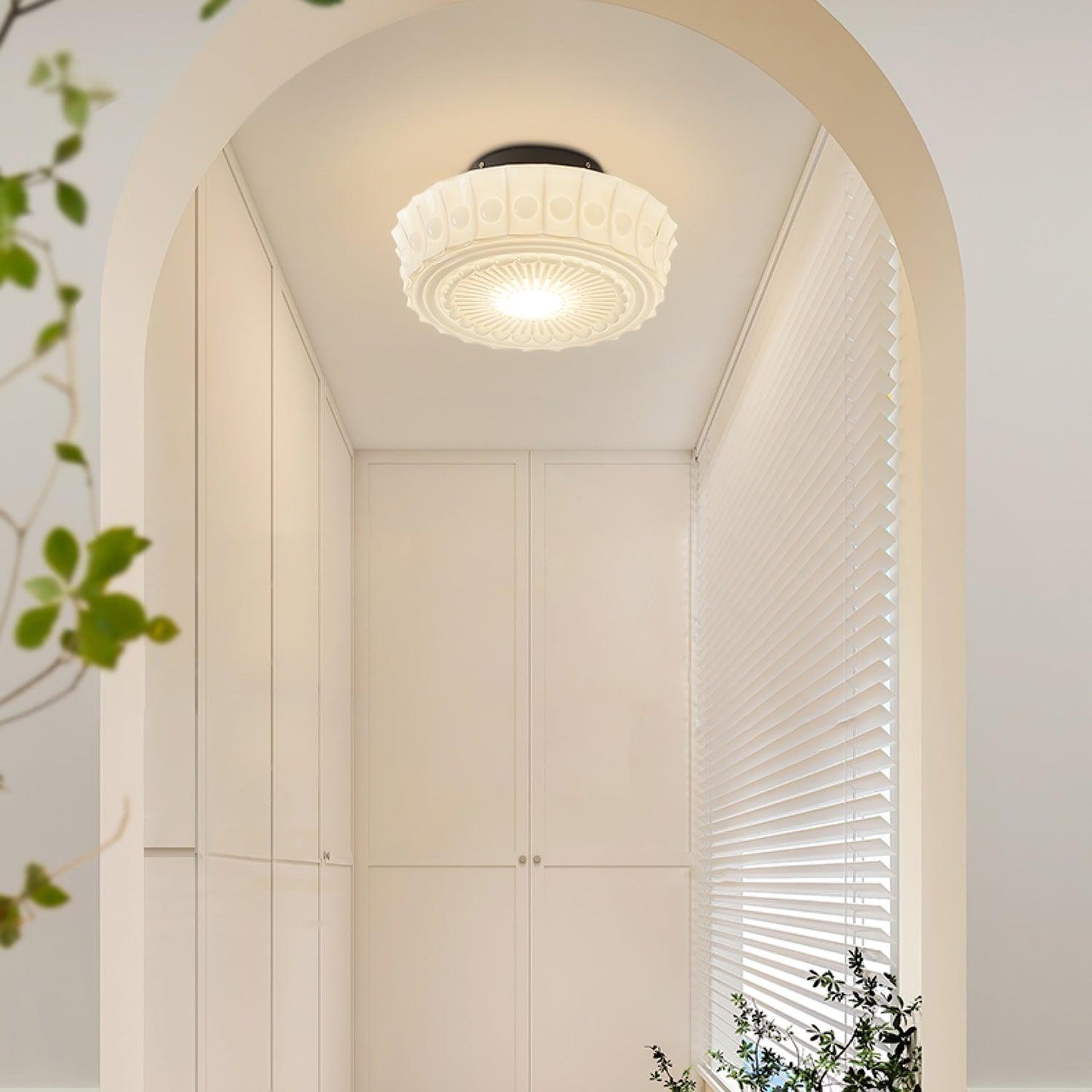 Solvendi | Minimalistische Geometrische Glazen Kom Semi Opbouw Plafondlamp
