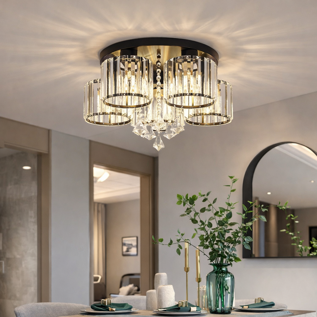Vespera | Hedendaagse Multi-Head Kristallen Prismaplafondlamp