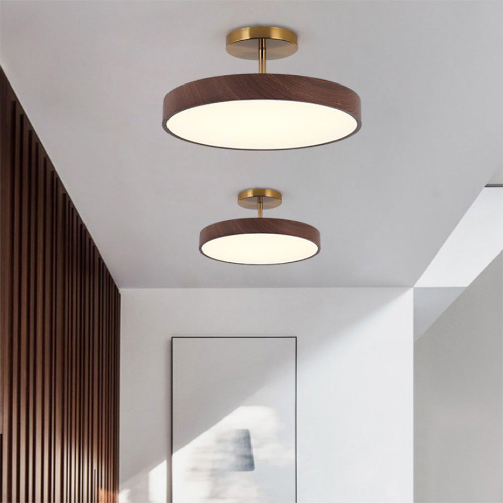 Sylva | Moderne Houtnerf Circulaire Semi-Plafondlamp