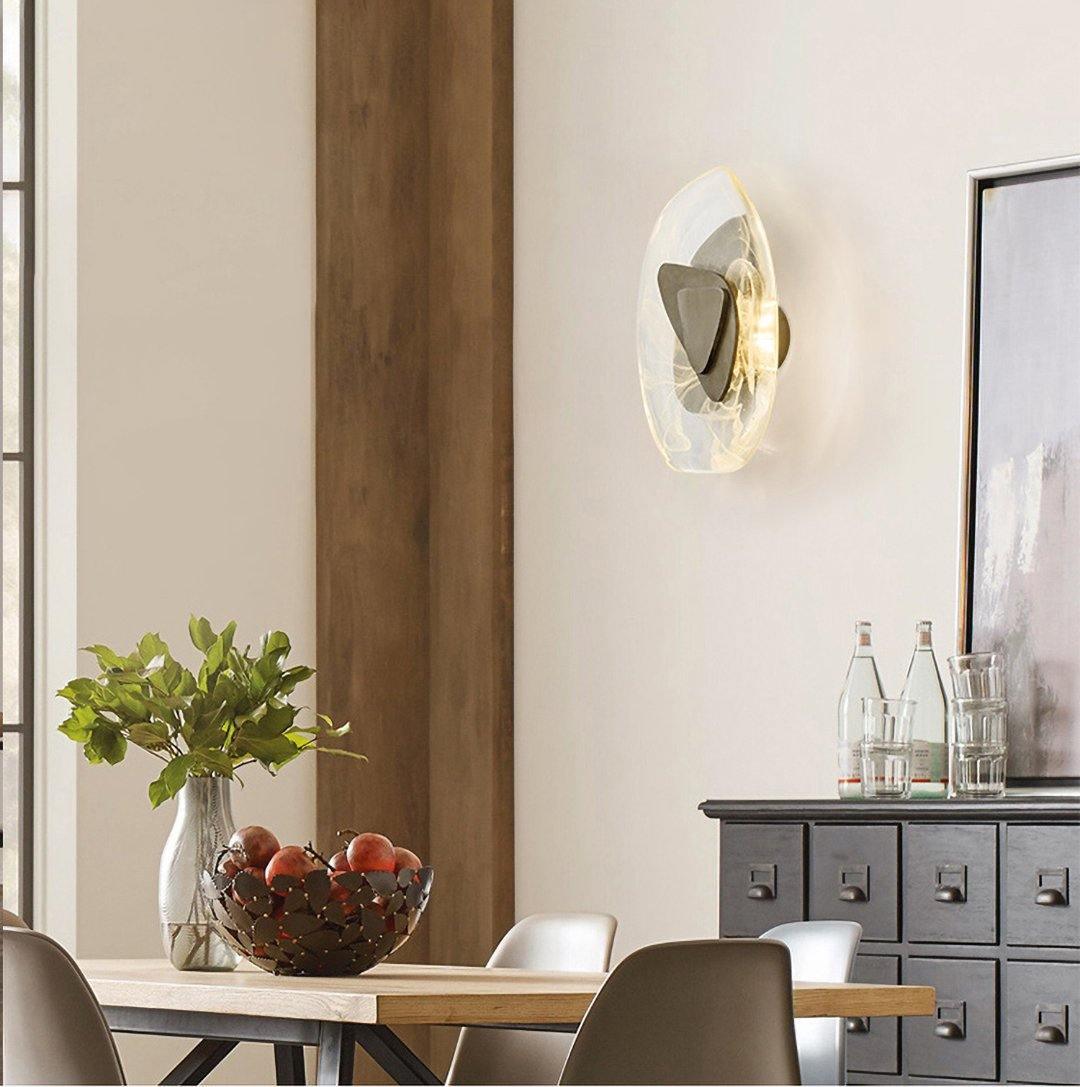 Zoryathen | Doorschijnende glazen geribbelde wandlamp