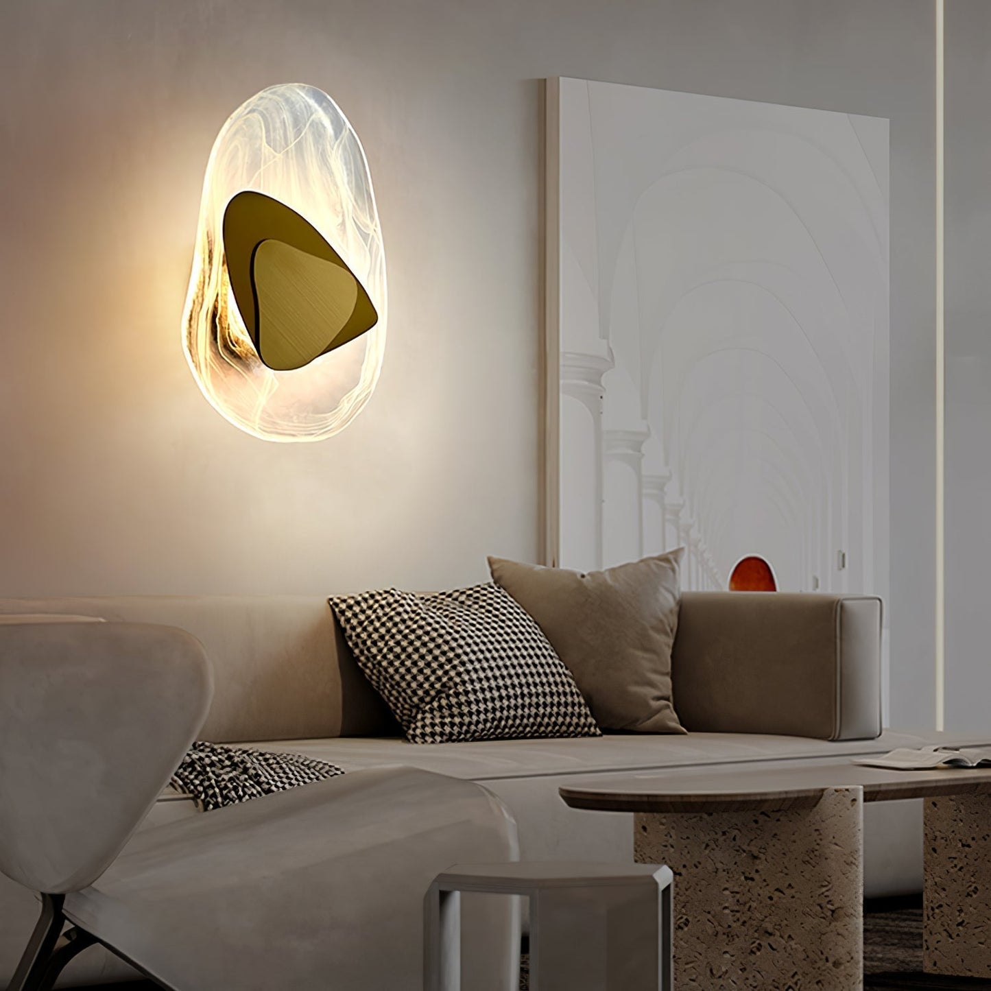 Zoryathen | Doorschijnende glazen geribbelde wandlamp
