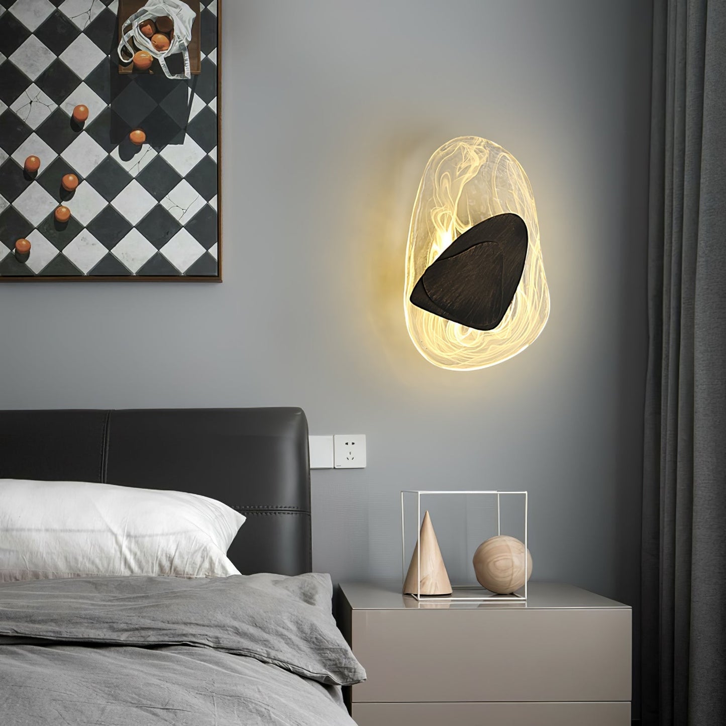 Zoryathen | Doorschijnende glazen geribbelde wandlamp