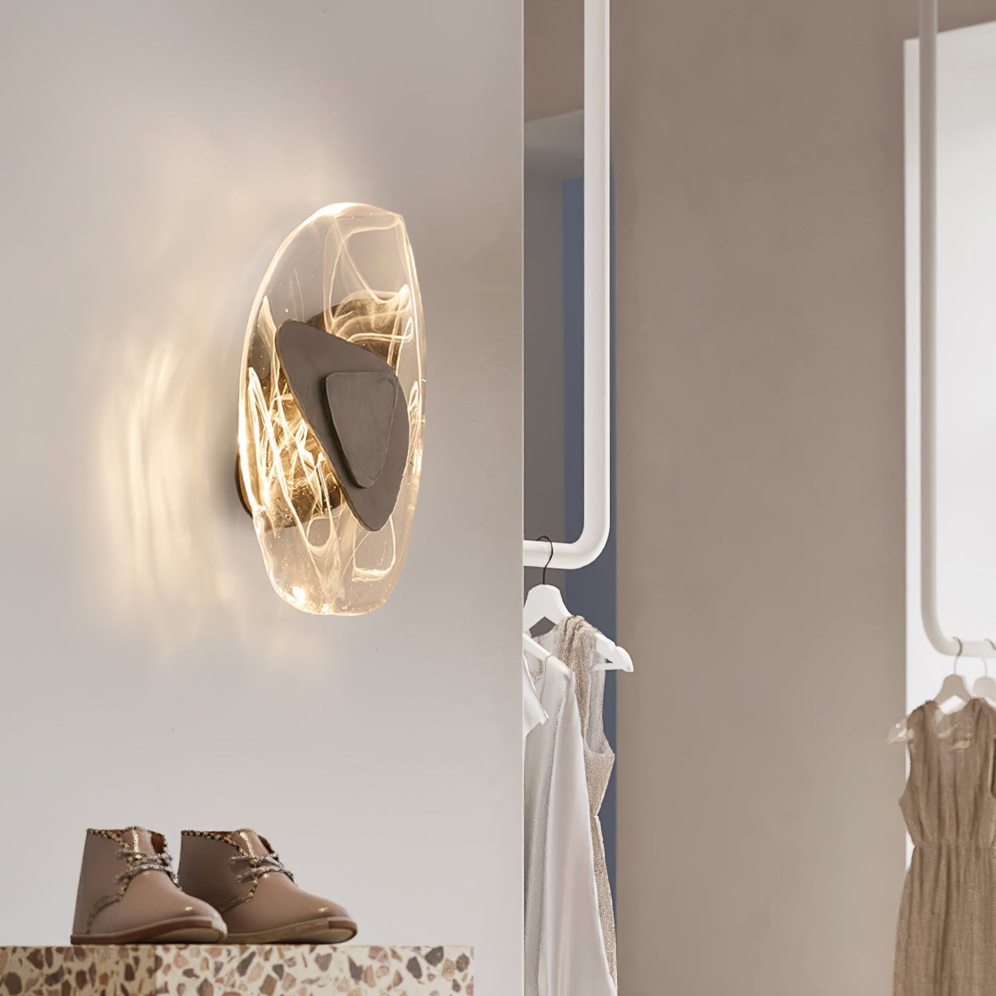 Zoryathen | Doorschijnende glazen geribbelde wandlamp
