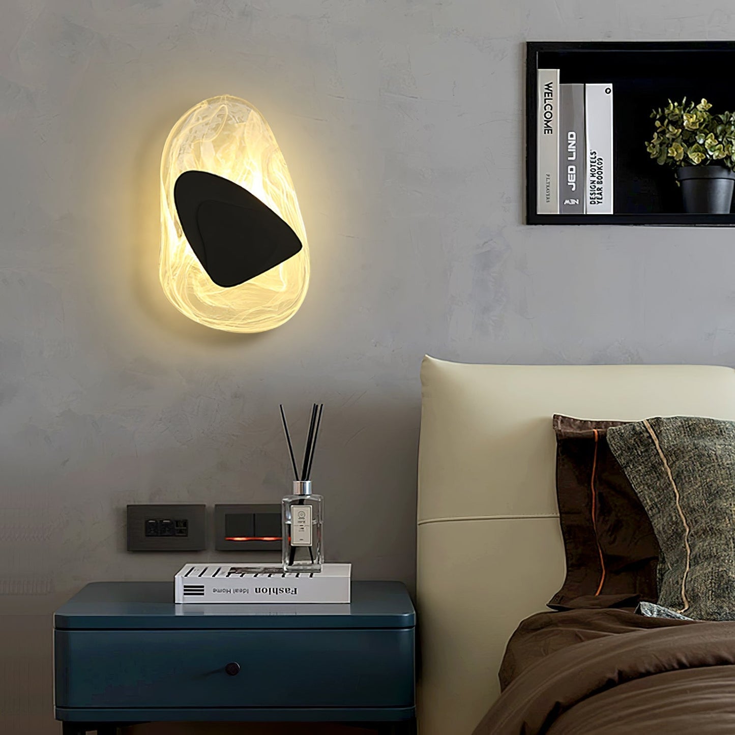Zoryathen | Doorschijnende glazen geribbelde wandlamp