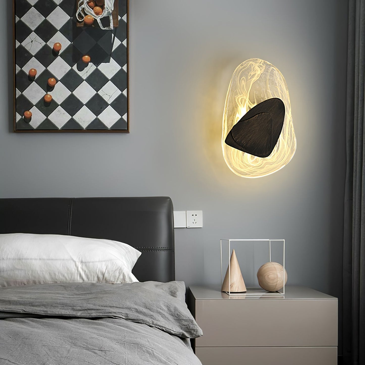 Zoryathen | Doorschijnende glazen geribbelde wandlamp