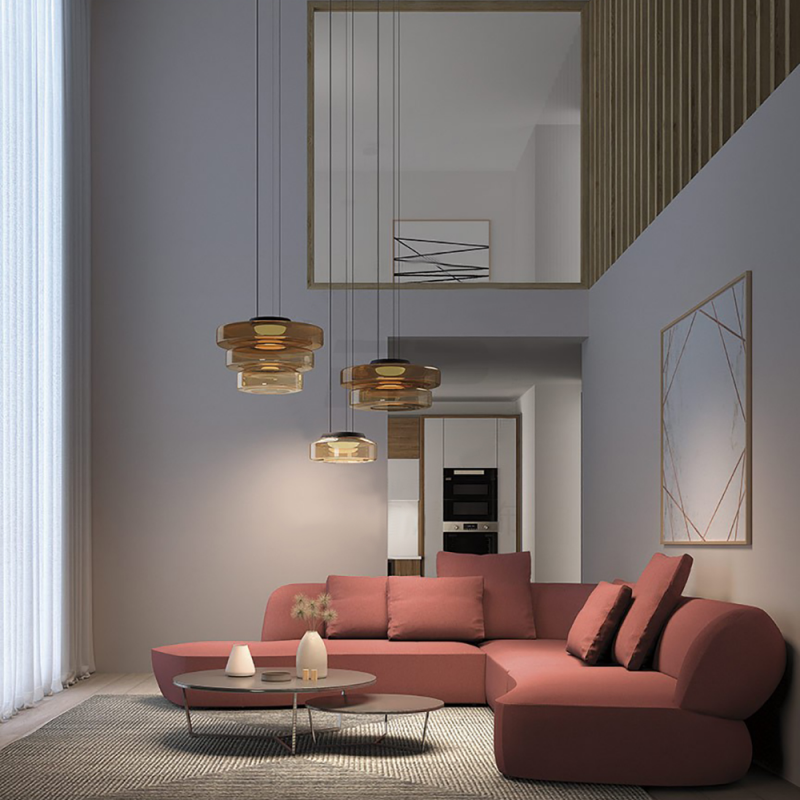 Ambera | Strakke Translucente Laagglas Hanglamp
