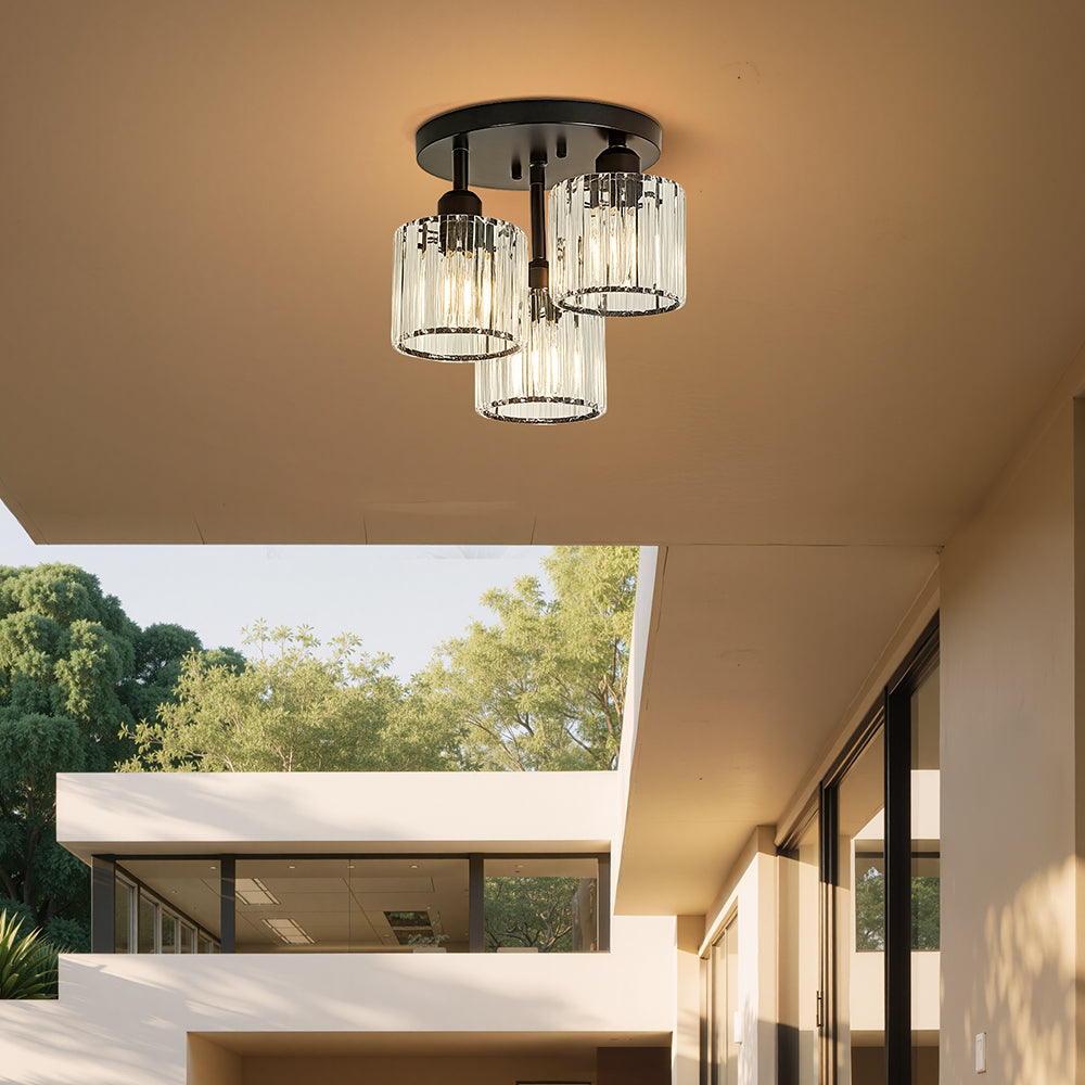 Luminera | Elegante Kristallen Glazen Semi-Plafondlamp