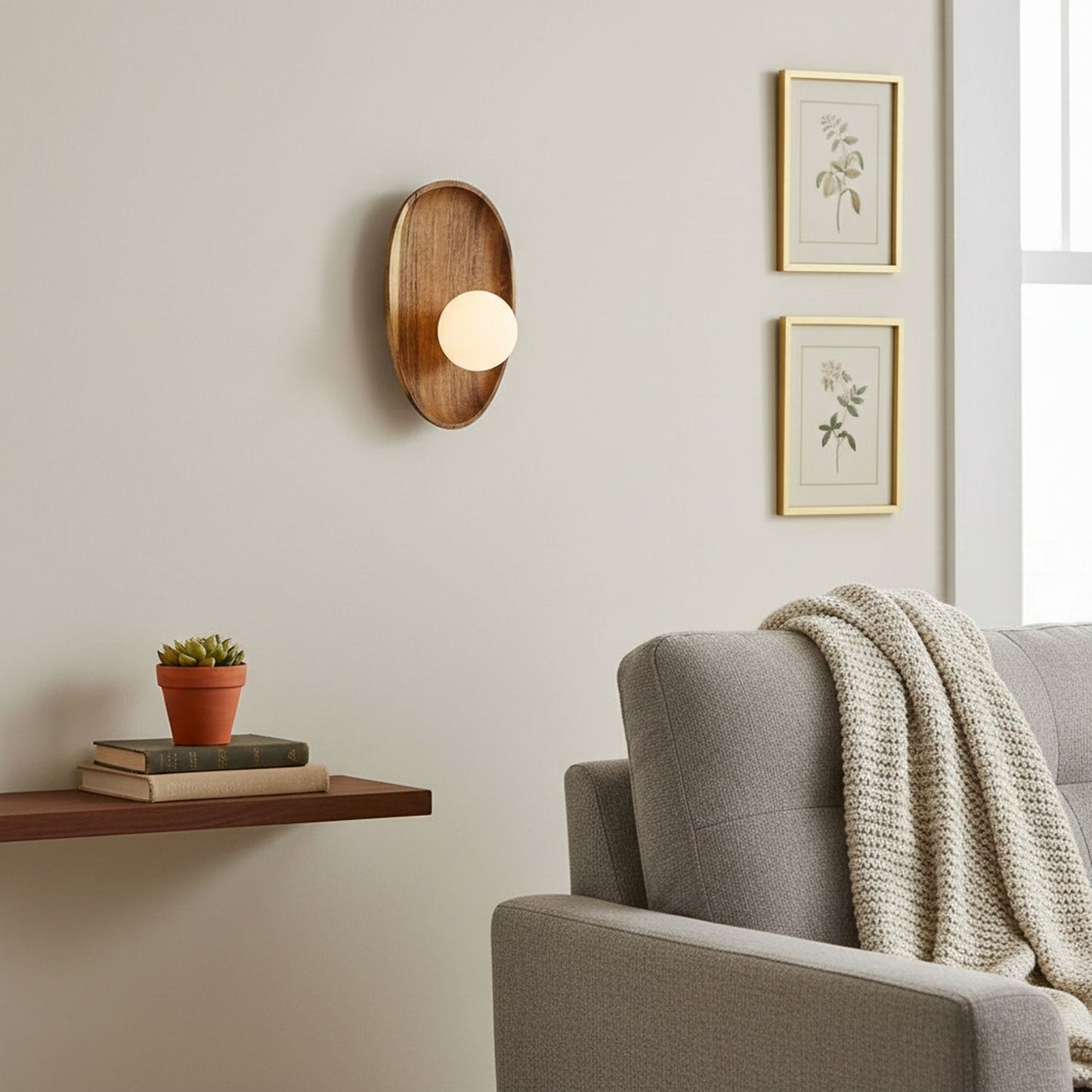 Merivane | Organische textuur glazen houten wandlamp