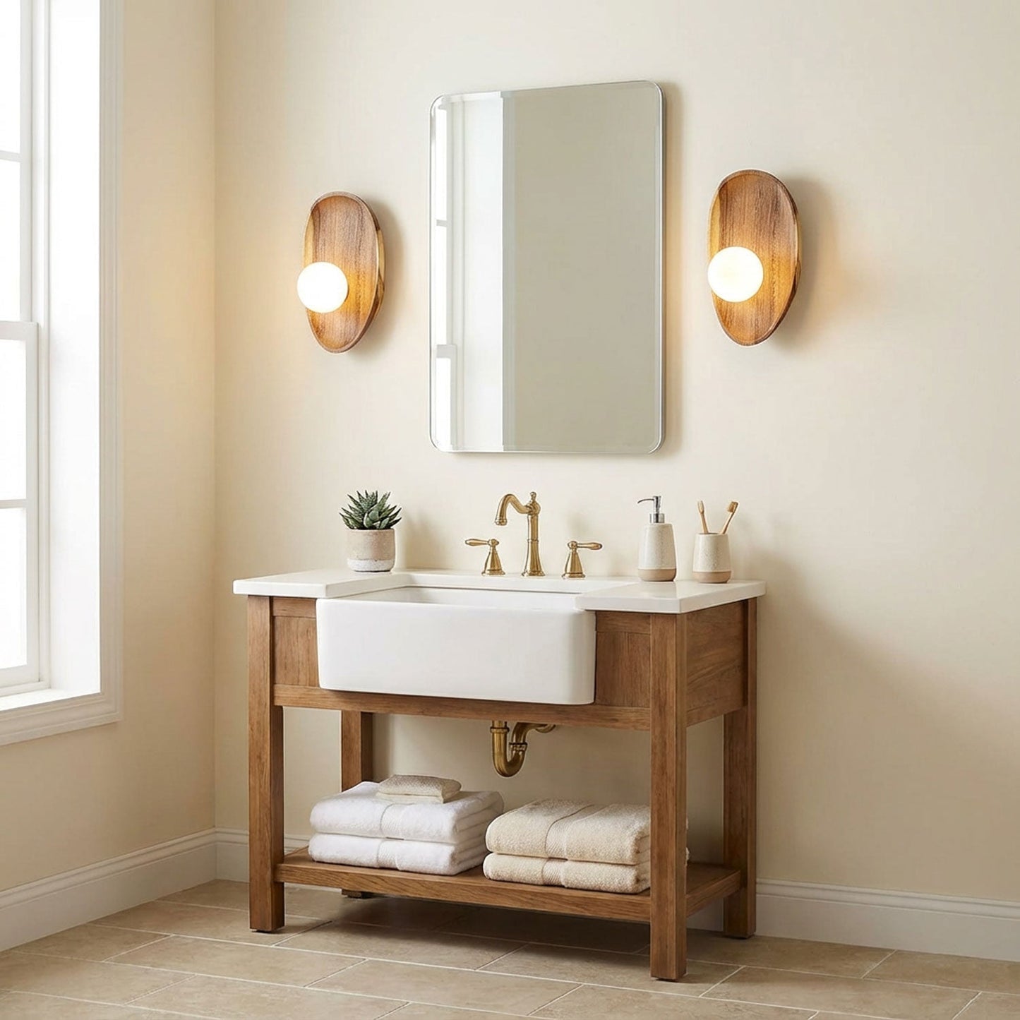 Merivane | Organische textuur glazen houten wandlamp