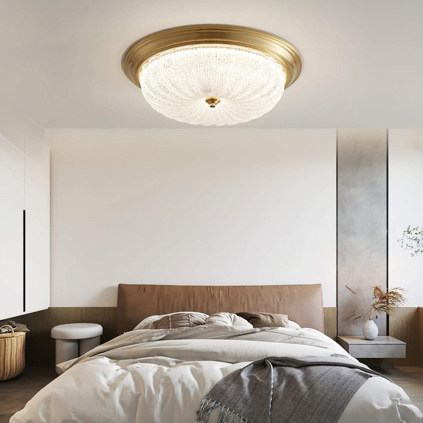 Elvore | Grote Ornamentele Frosted Glas Gewelfde Inbouw Plafondlamp