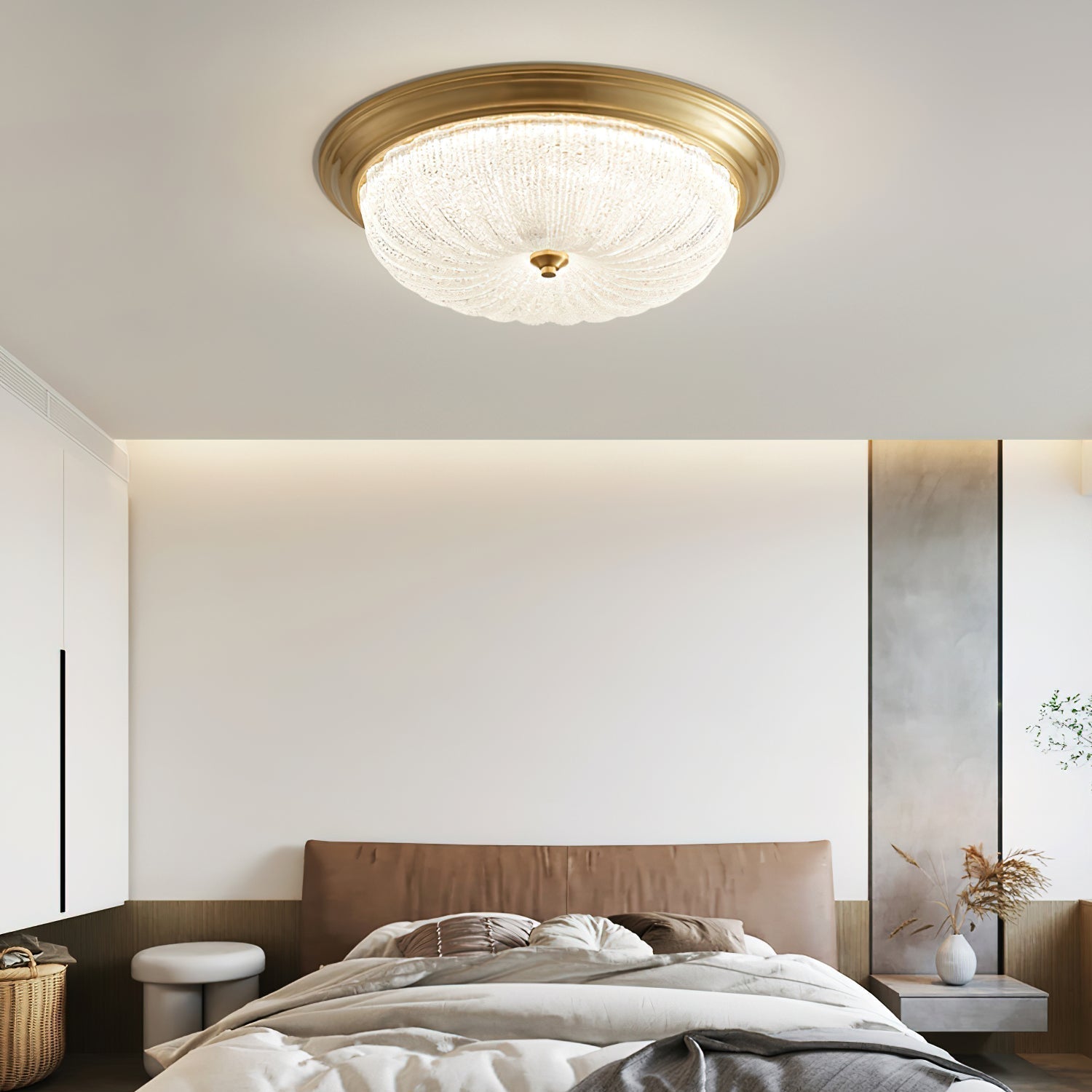 Elvore | Grote Ornamentele Frosted Glas Gewelfde Inbouw Plafondlamp