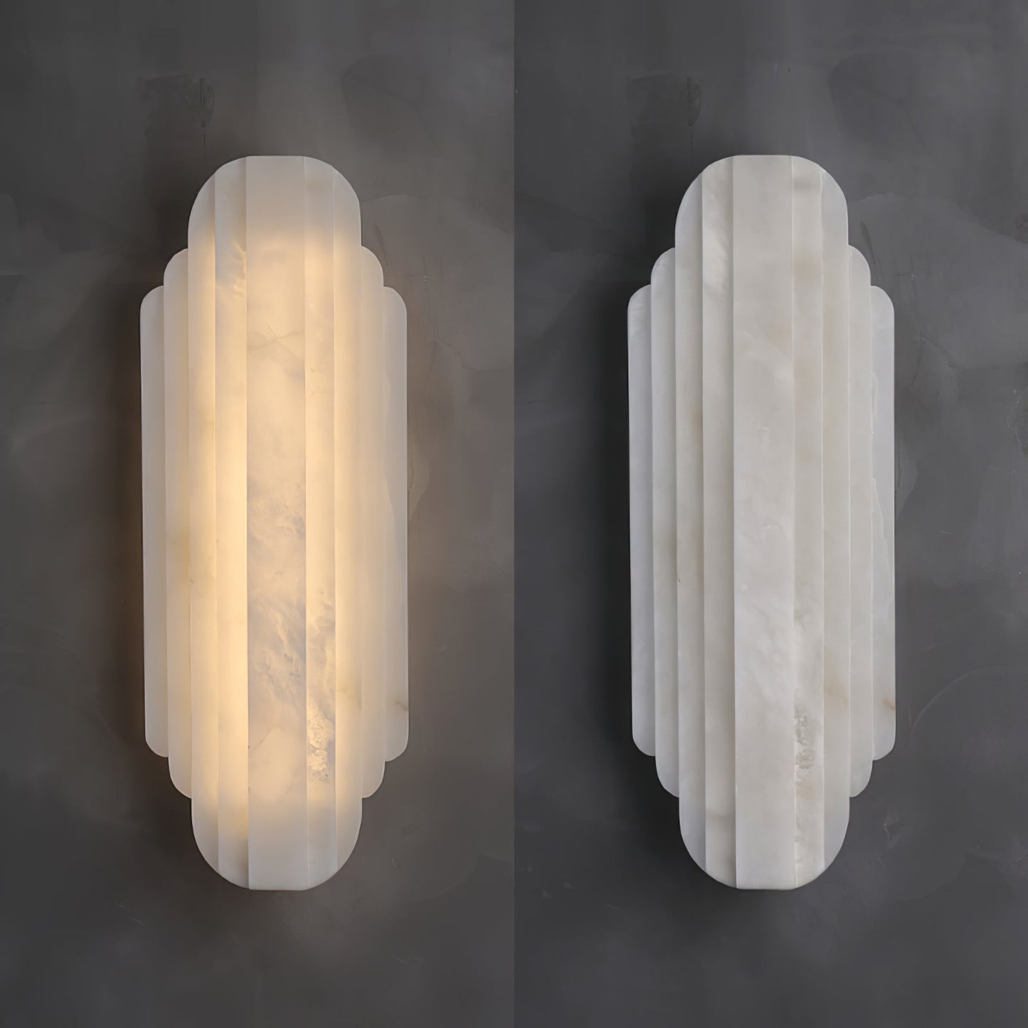 Aethelard | Art Deco Alabaster Pilaar Architectonische Wandlamp