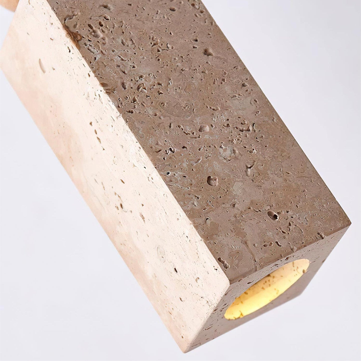 Elvara | Minimalistische Noordse Travertijn Houten Kolom Hanglamp