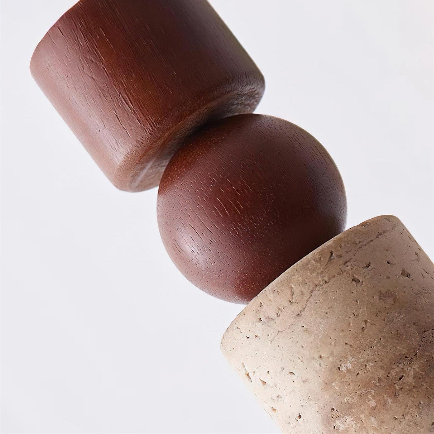 Elvara | Minimalistische Noordse Travertijn Houten Kolom Hanglamp