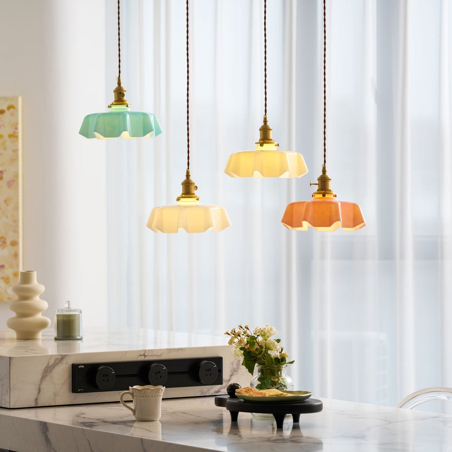 Kelvarna | Vintage Geplooide Glazen Fluted Hanglamp