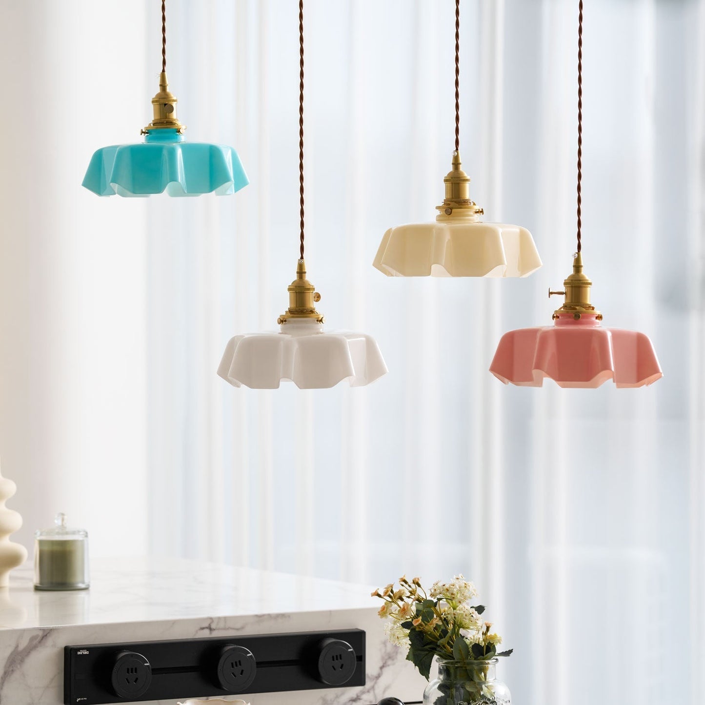 Kelvarna | Vintage Geplooide Glazen Fluted Hanglamp