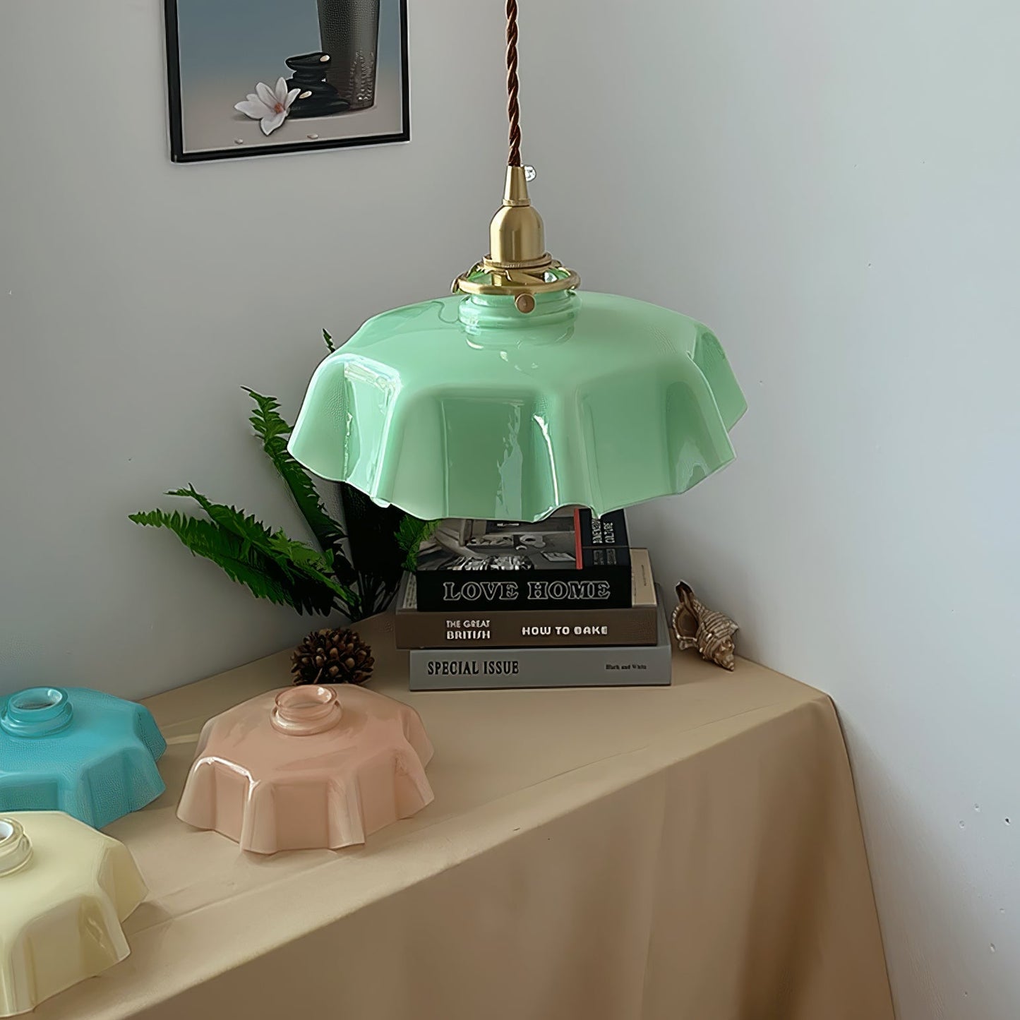 Kelvarna | Vintage Geplooide Glazen Fluted Hanglamp
