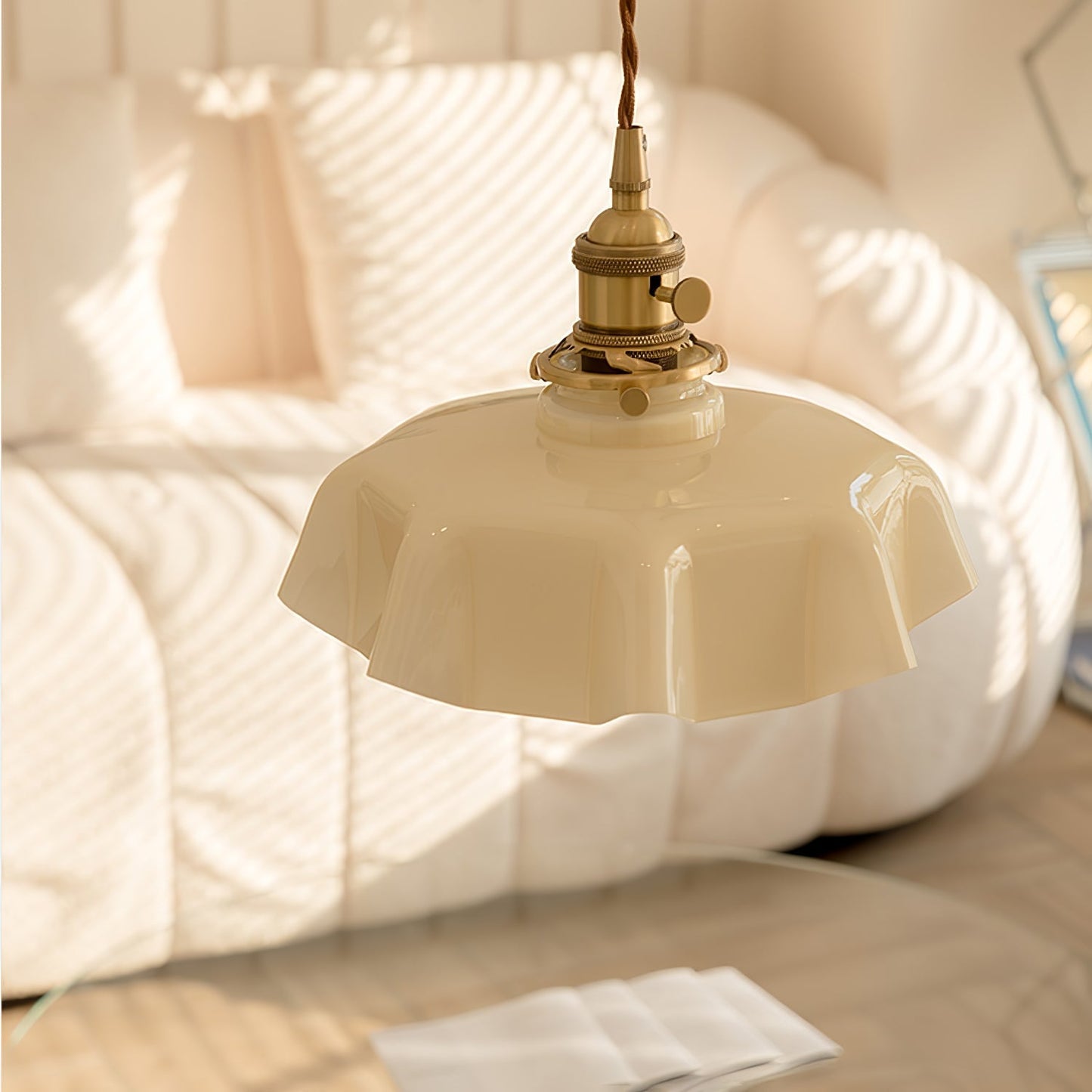 Kelvarna | Vintage Geplooide Glazen Fluted Hanglamp