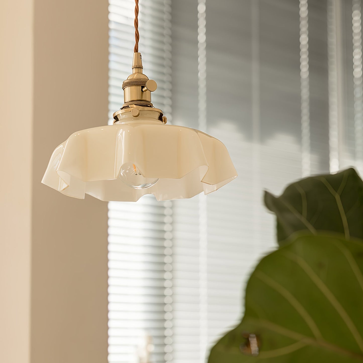 Kelvarna | Vintage Geplooide Glazen Fluted Hanglamp