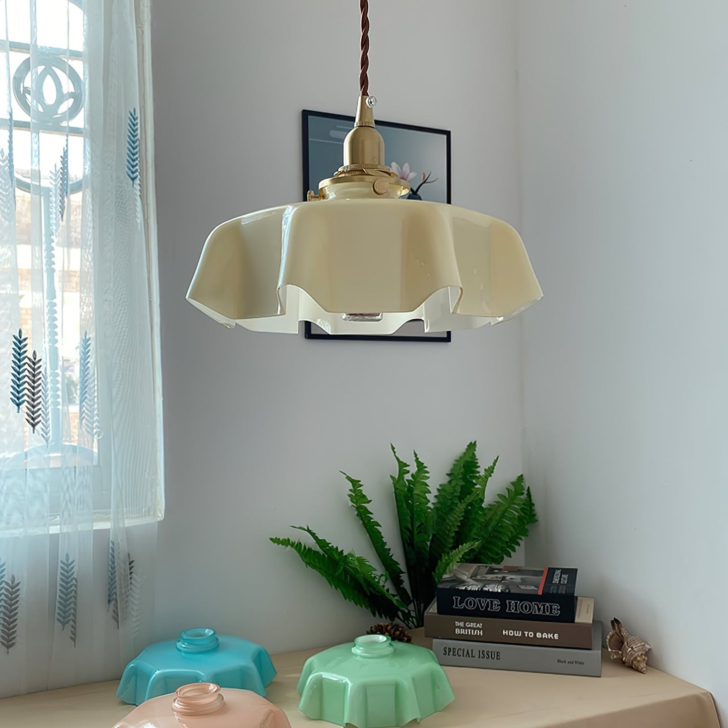 Kelvarna | Vintage Geplooide Glazen Fluted Hanglamp