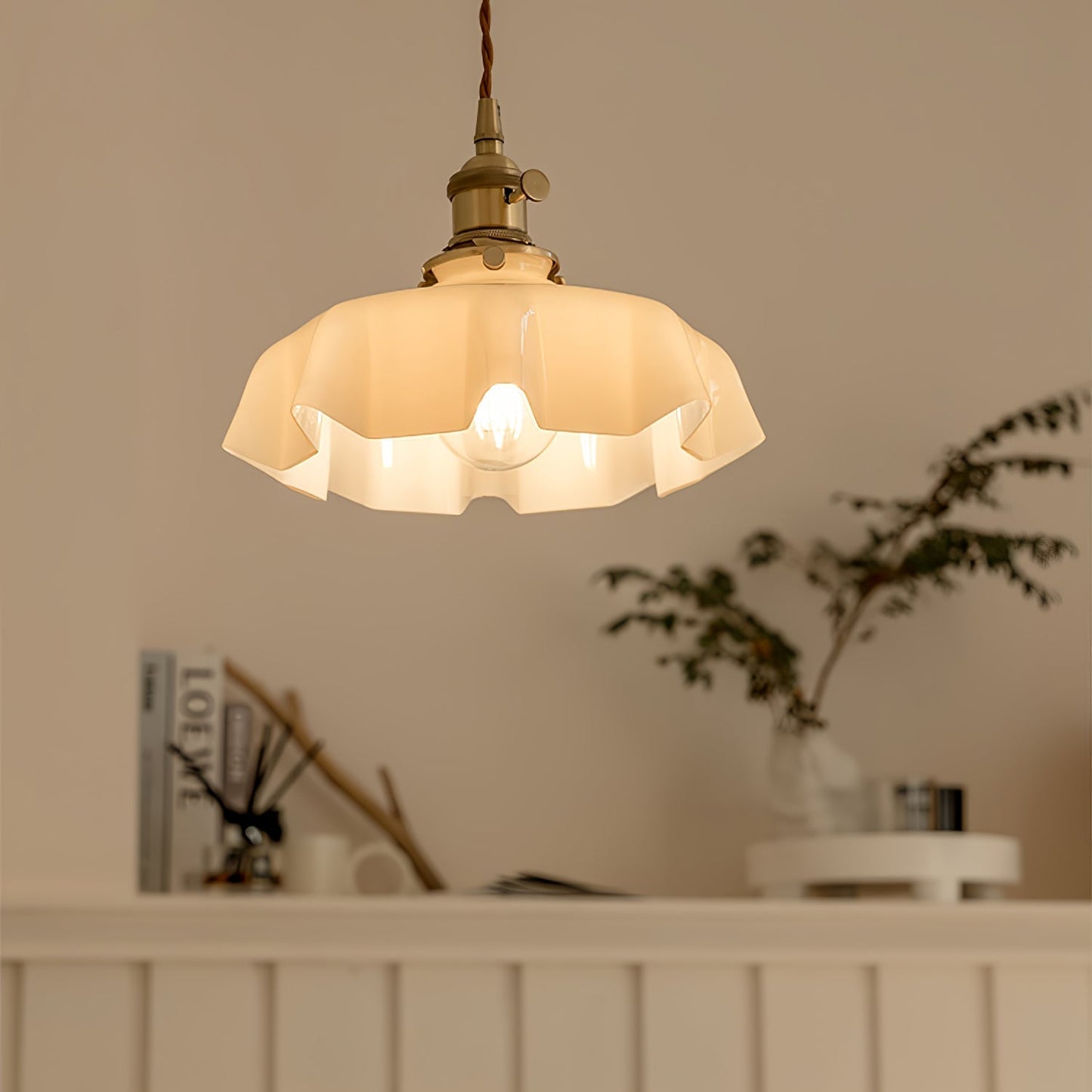 Kelvarna | Vintage Geplooide Glazen Fluted Hanglamp