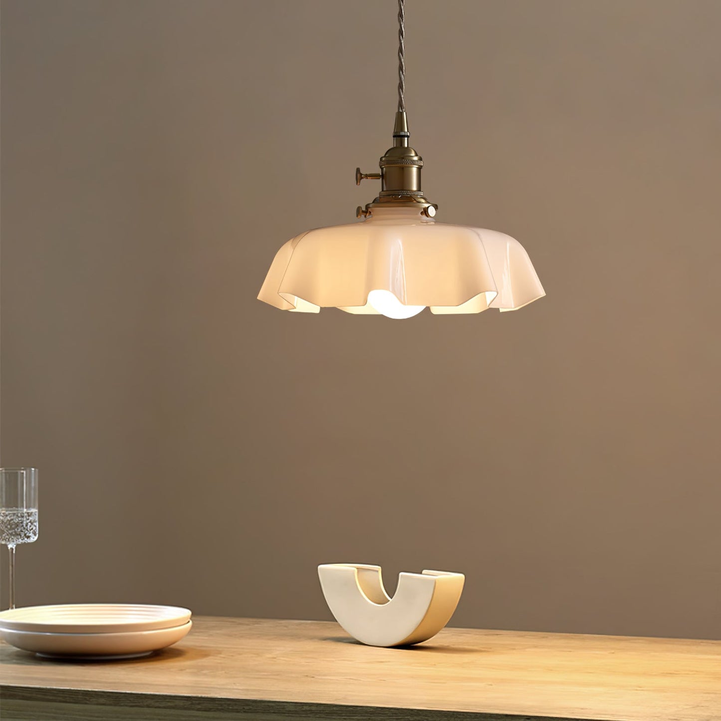 Kelvarna | Vintage Geplooide Glazen Fluted Hanglamp