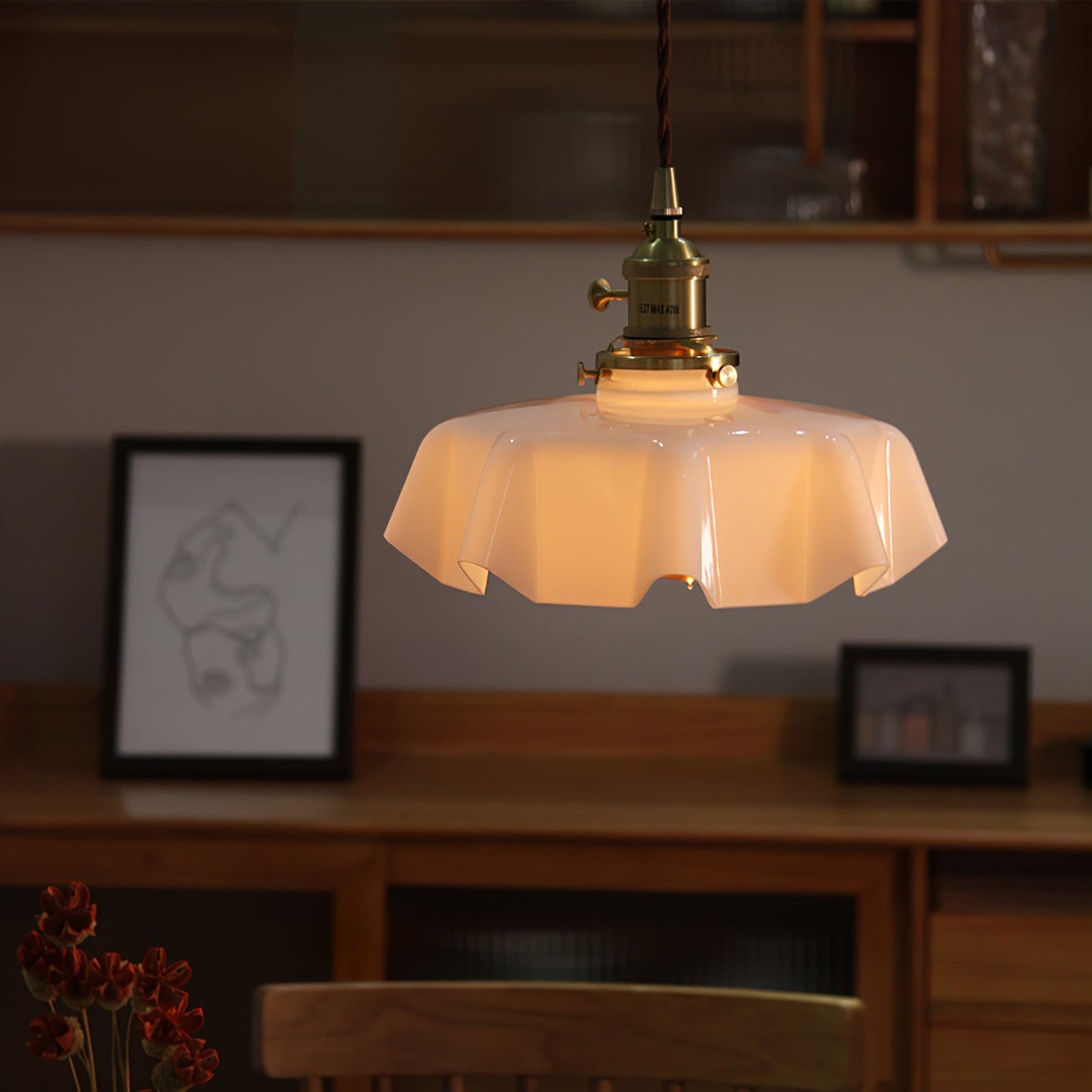 Kelvarna | Vintage Geplooide Glazen Fluted Hanglamp