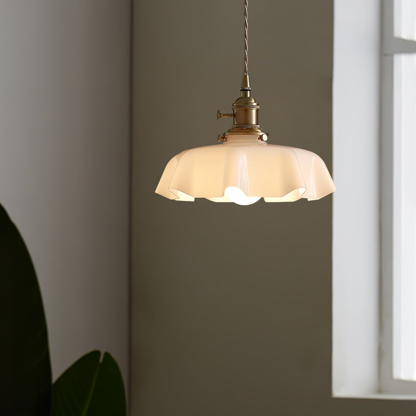 Kelvarna | Vintage Geplooide Glazen Fluted Hanglamp