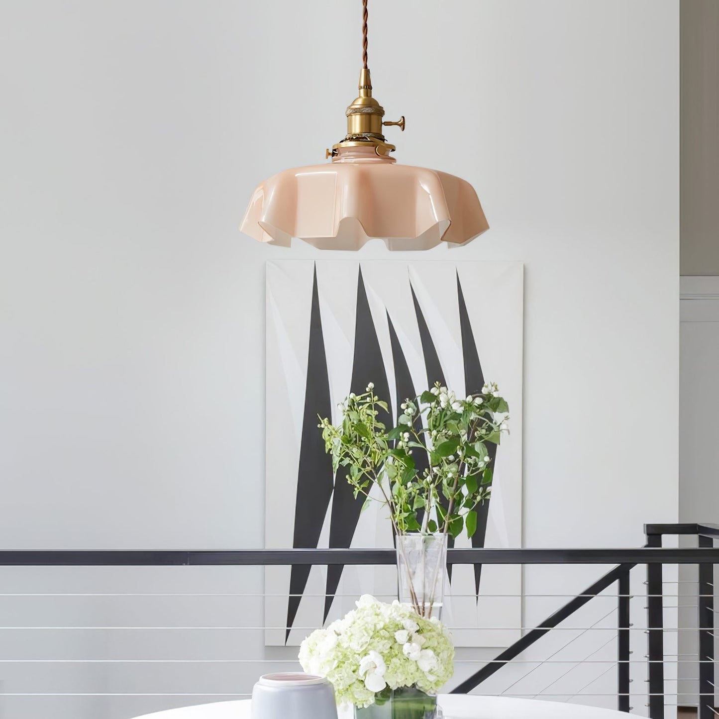 Kelvarna | Vintage Geplooide Glazen Fluted Hanglamp