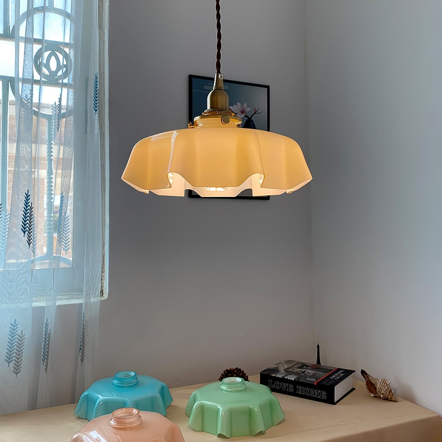Kelvarna | Vintage Geplooide Glazen Fluted Hanglamp