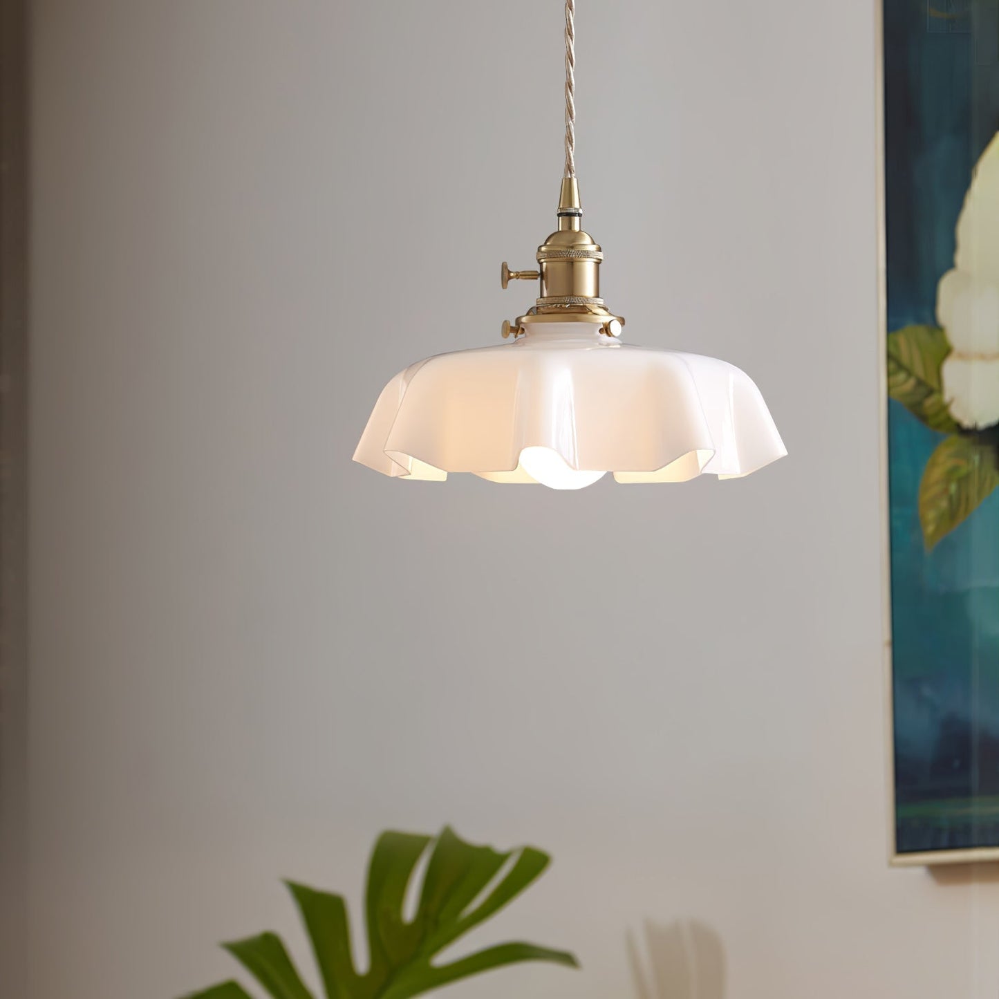 Kelvarna | Vintage Geplooide Glazen Fluted Hanglamp