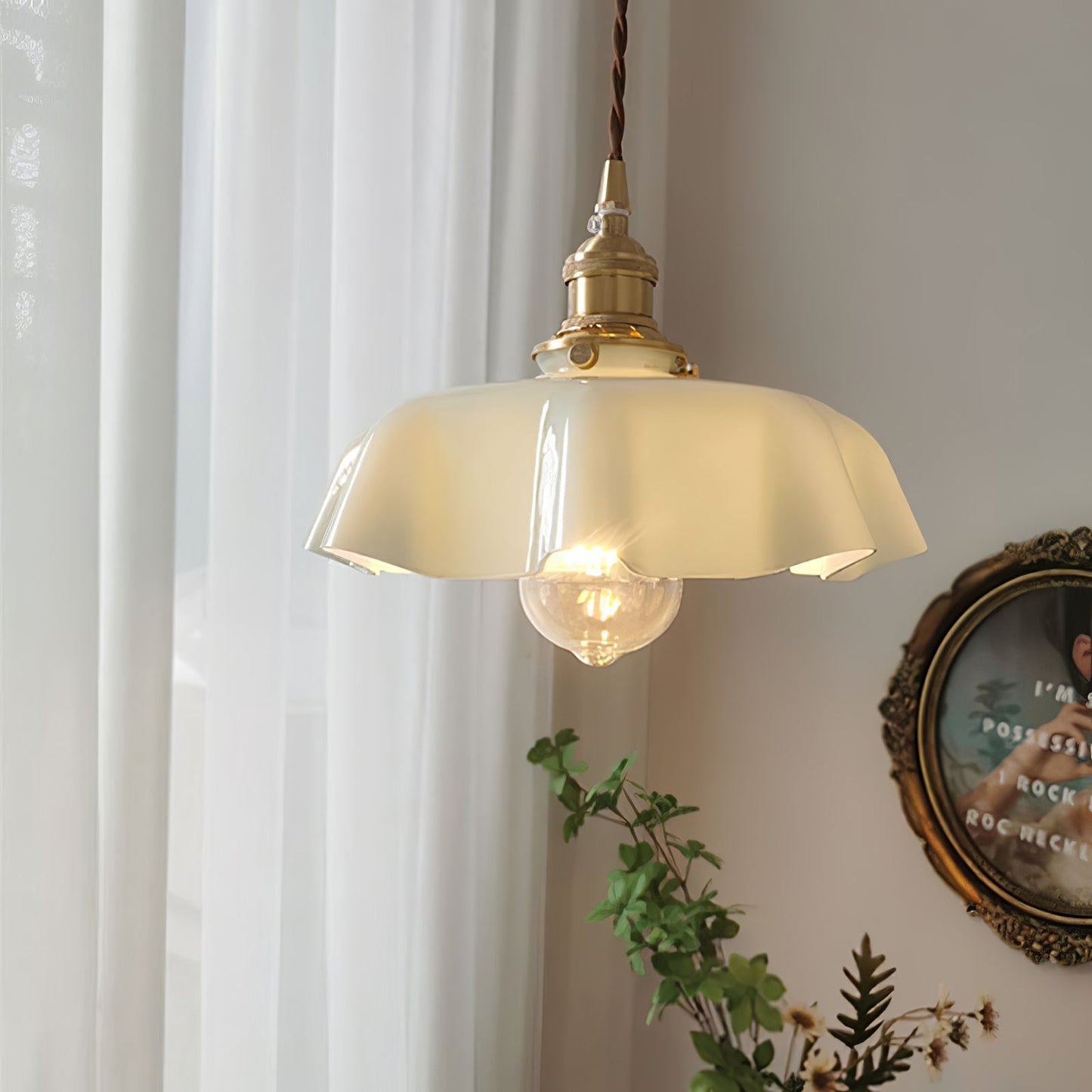 Kelvarna | Vintage Geplooide Glazen Fluted Hanglamp