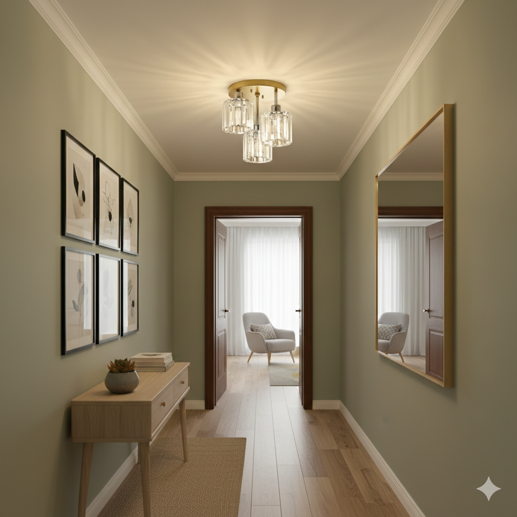 Luminera | Elegante Kristallen Glazen Semi-Plafondlamp