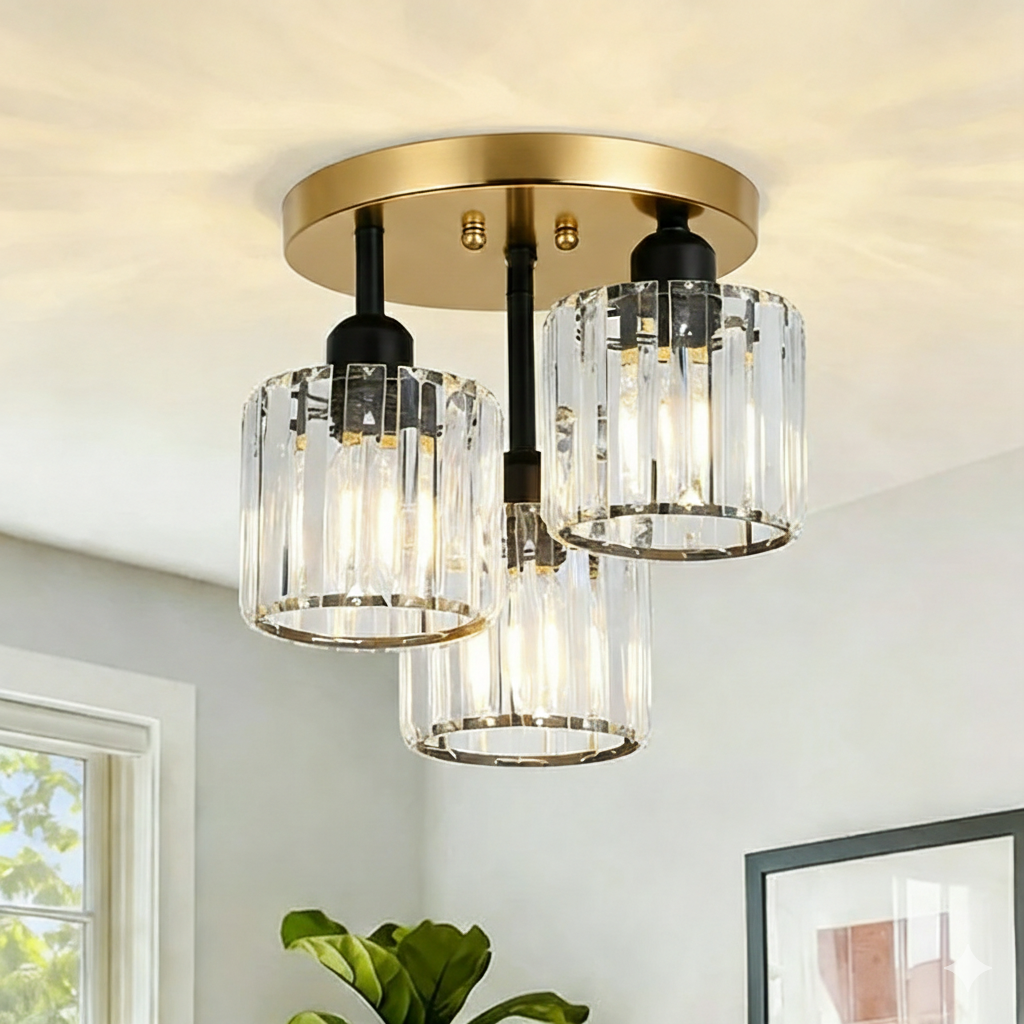 Luminera | Elegante Kristallen Glazen Semi-Plafondlamp