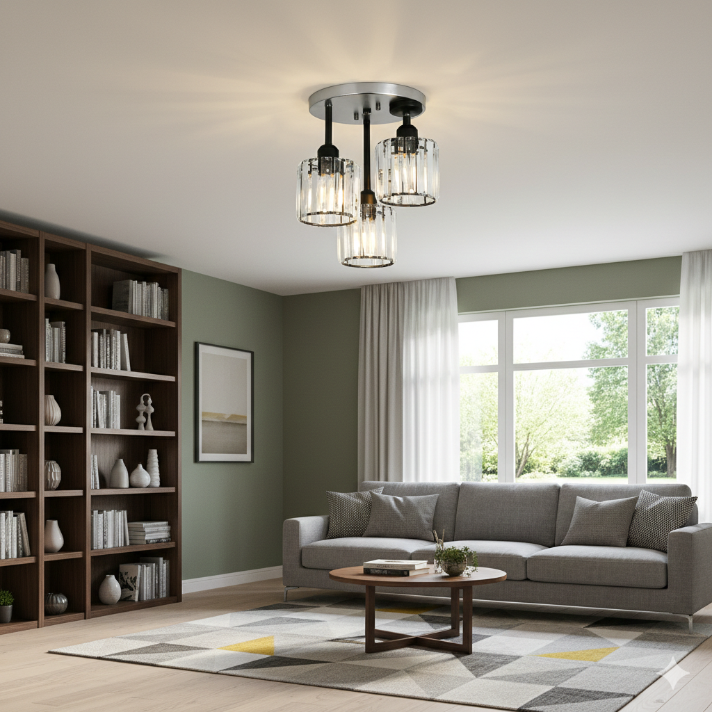 Luminera | Elegante Kristallen Glazen Semi-Plafondlamp