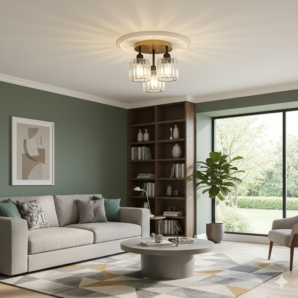 Luminera | Elegante Kristallen Glazen Semi-Plafondlamp