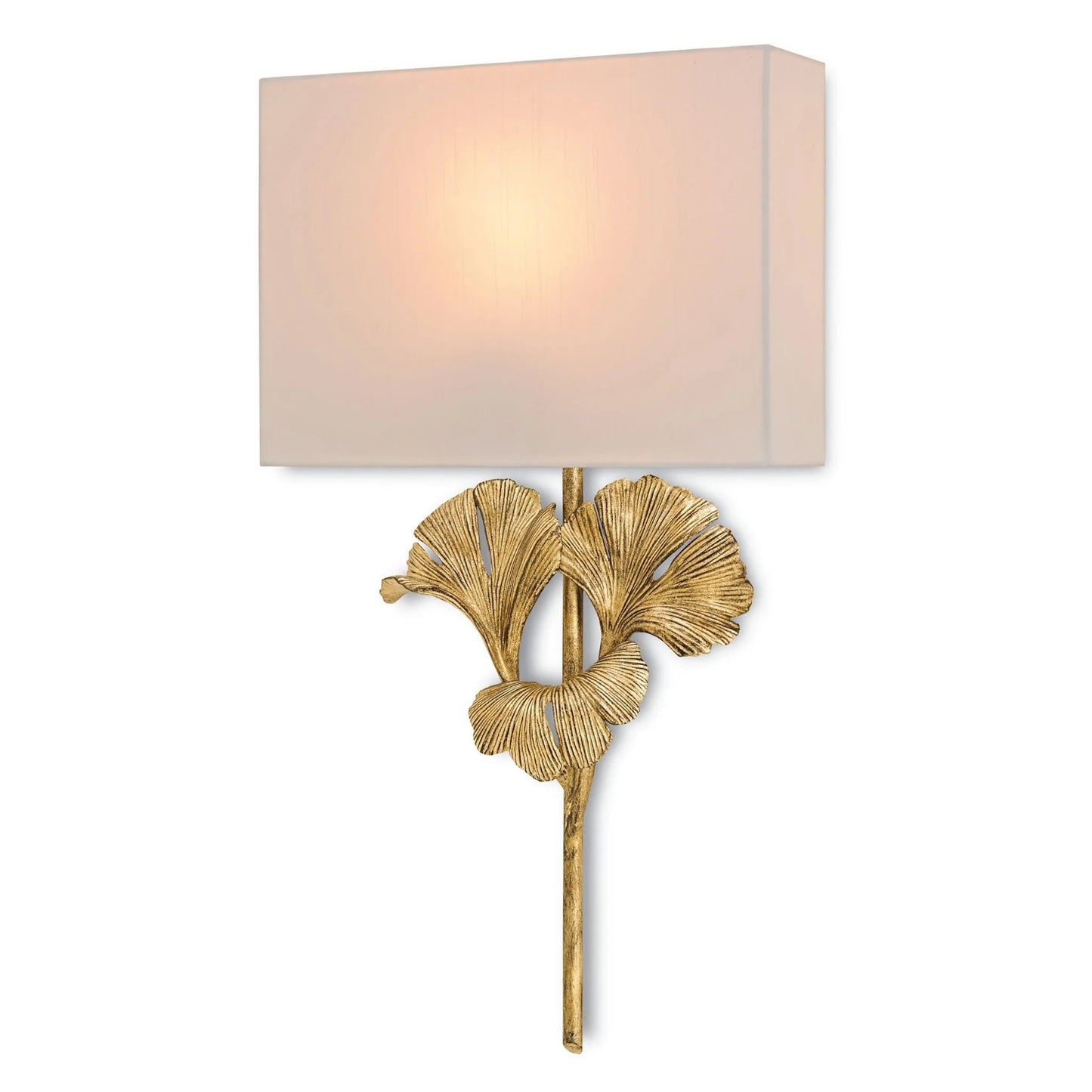 Juvox | Ginkgo Blad Gesculpteerde Stof Messing Schaduw Wandlamp