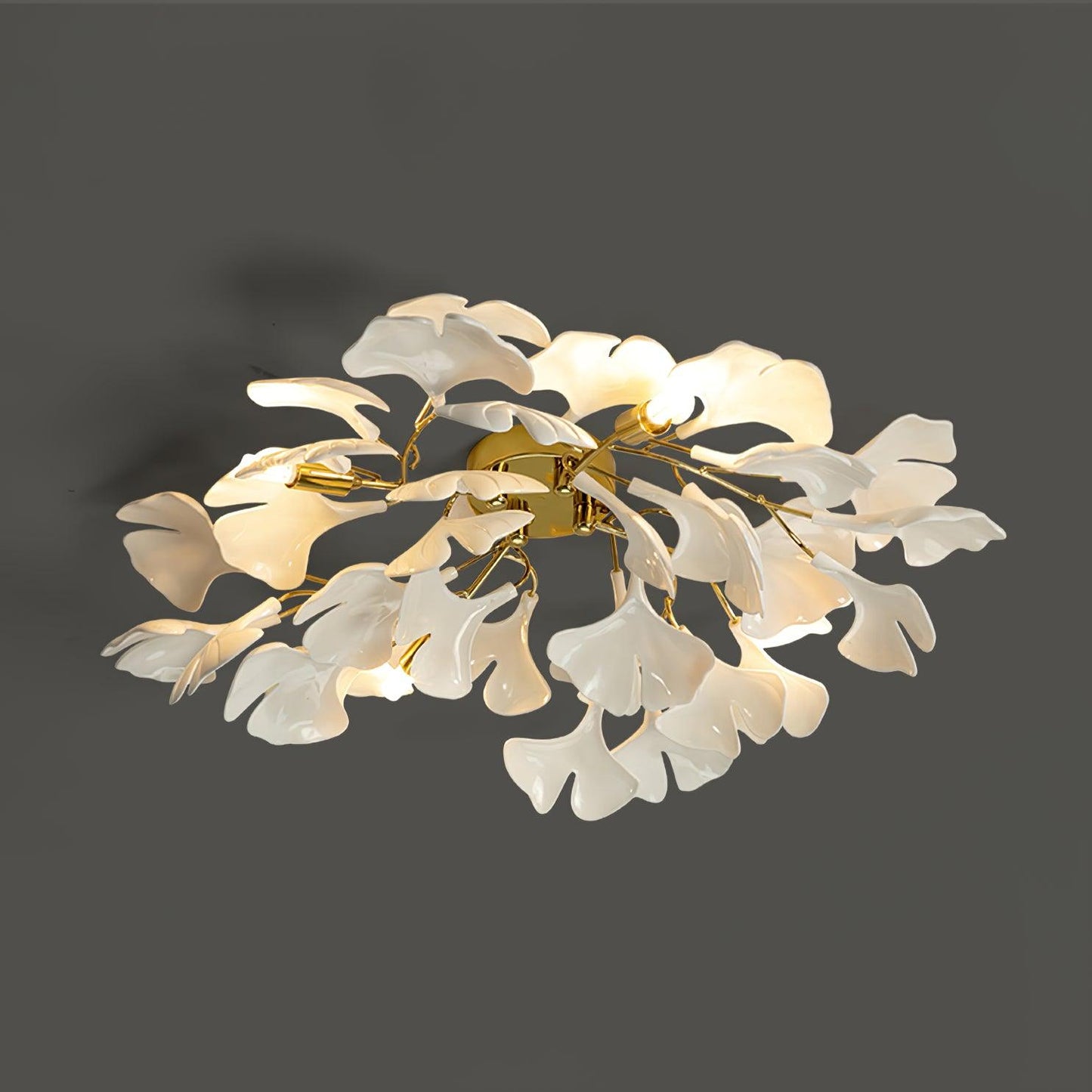 Zephryon | Botanische keramische bladcluster plafondlamp