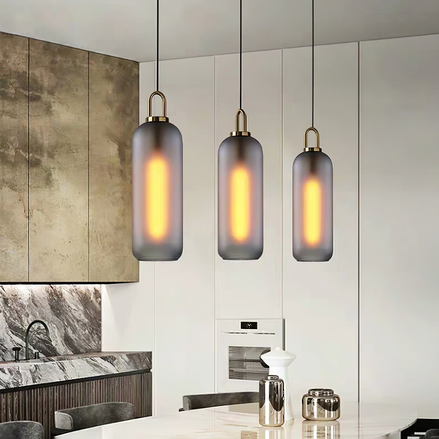 Kyntara | Hedendaagse Asymmetrische Elliptische Glazen Hanglamp